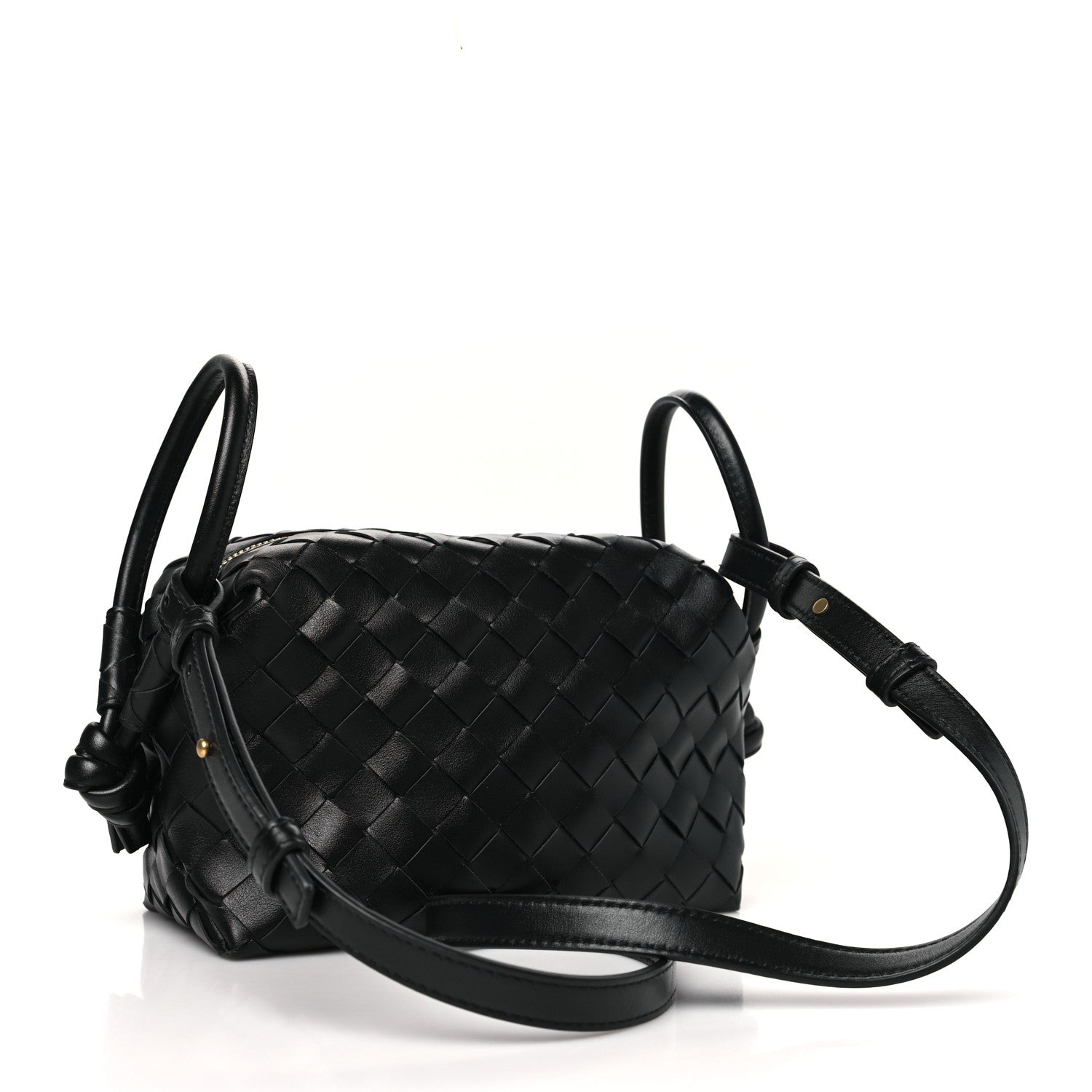 Nappa Intrecciato Loop Top Handle Camera Bag Black