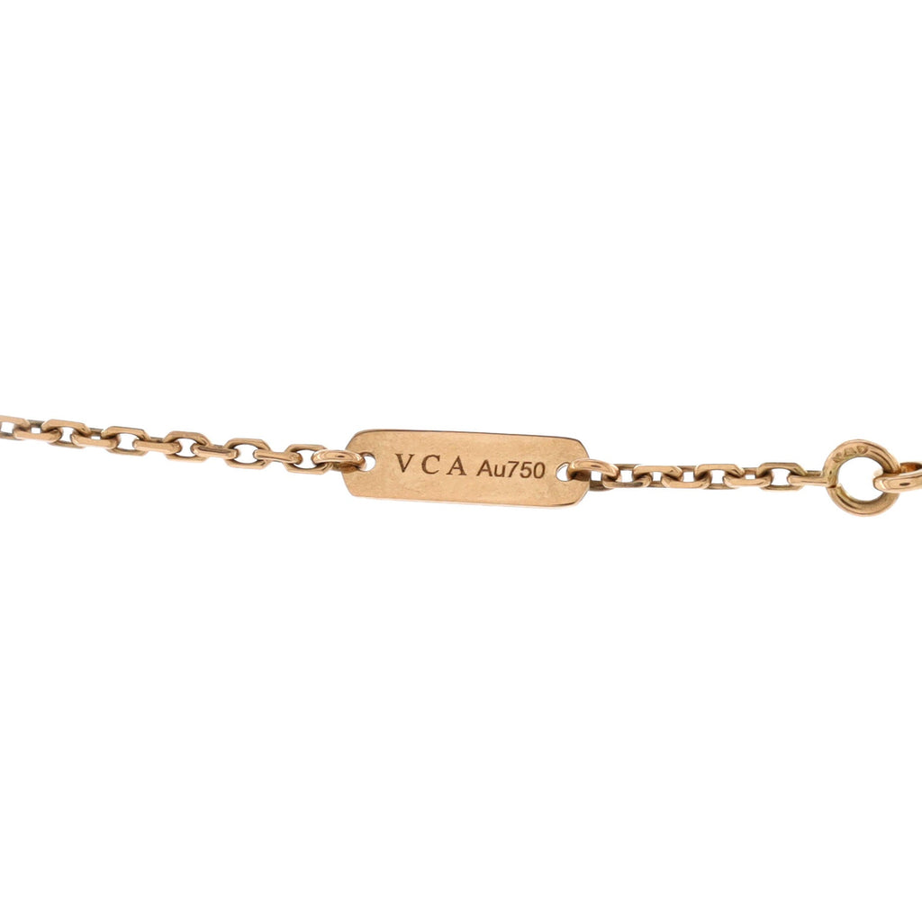 Vintage Alhambra Pendant Necklace 18K Rose Gold and Onyx with Diamond
