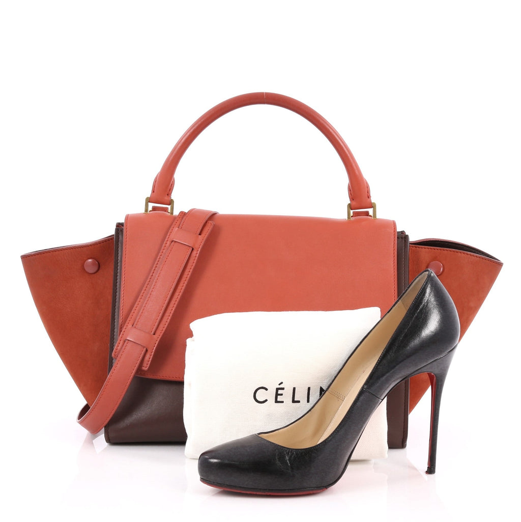Bicolor Trapeze Handbag Leather Mini