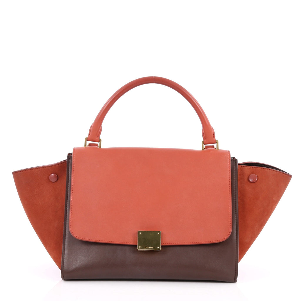 Bicolor Trapeze Handbag Leather Mini