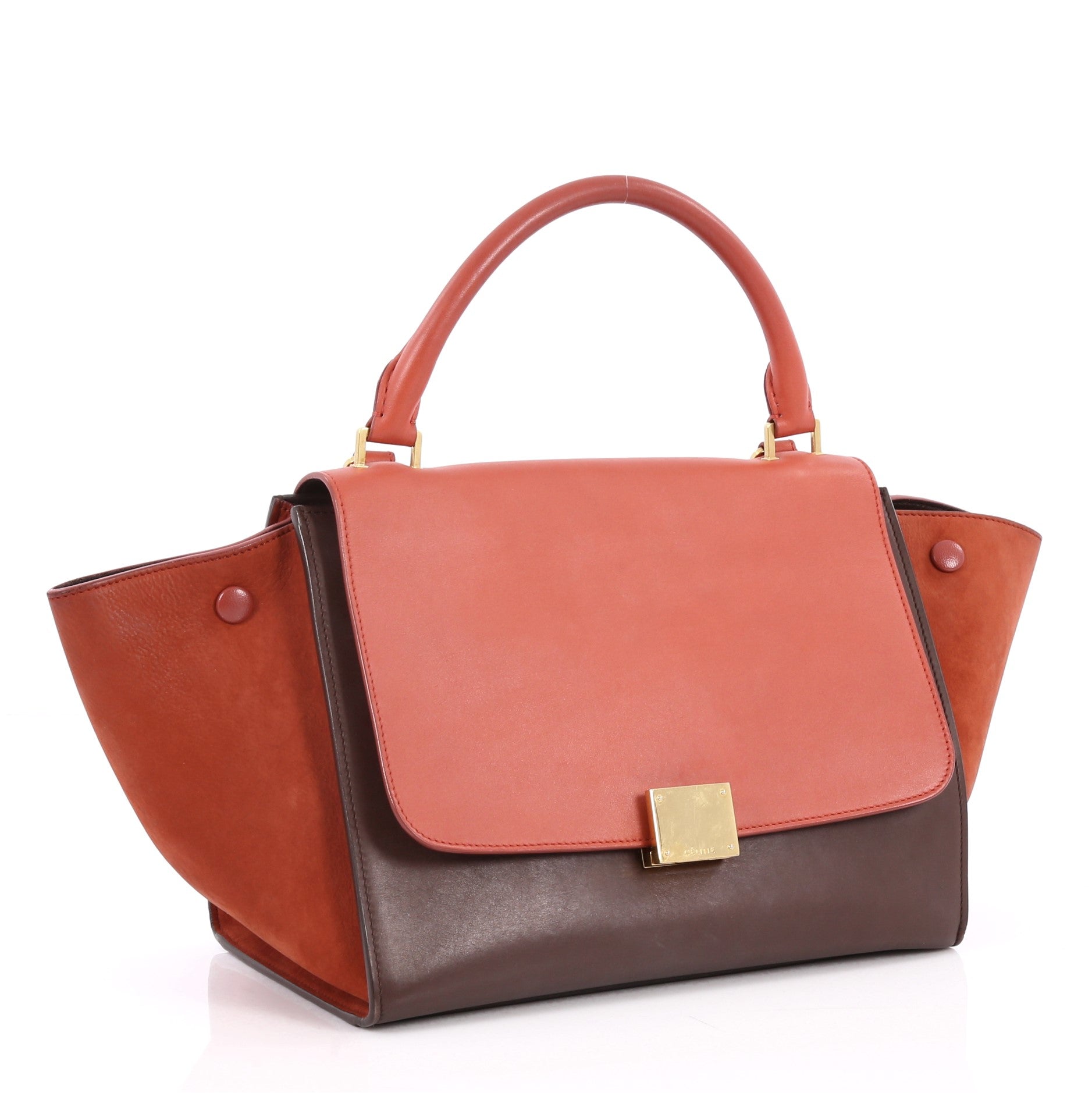 Bicolor Trapeze Handbag Leather Mini