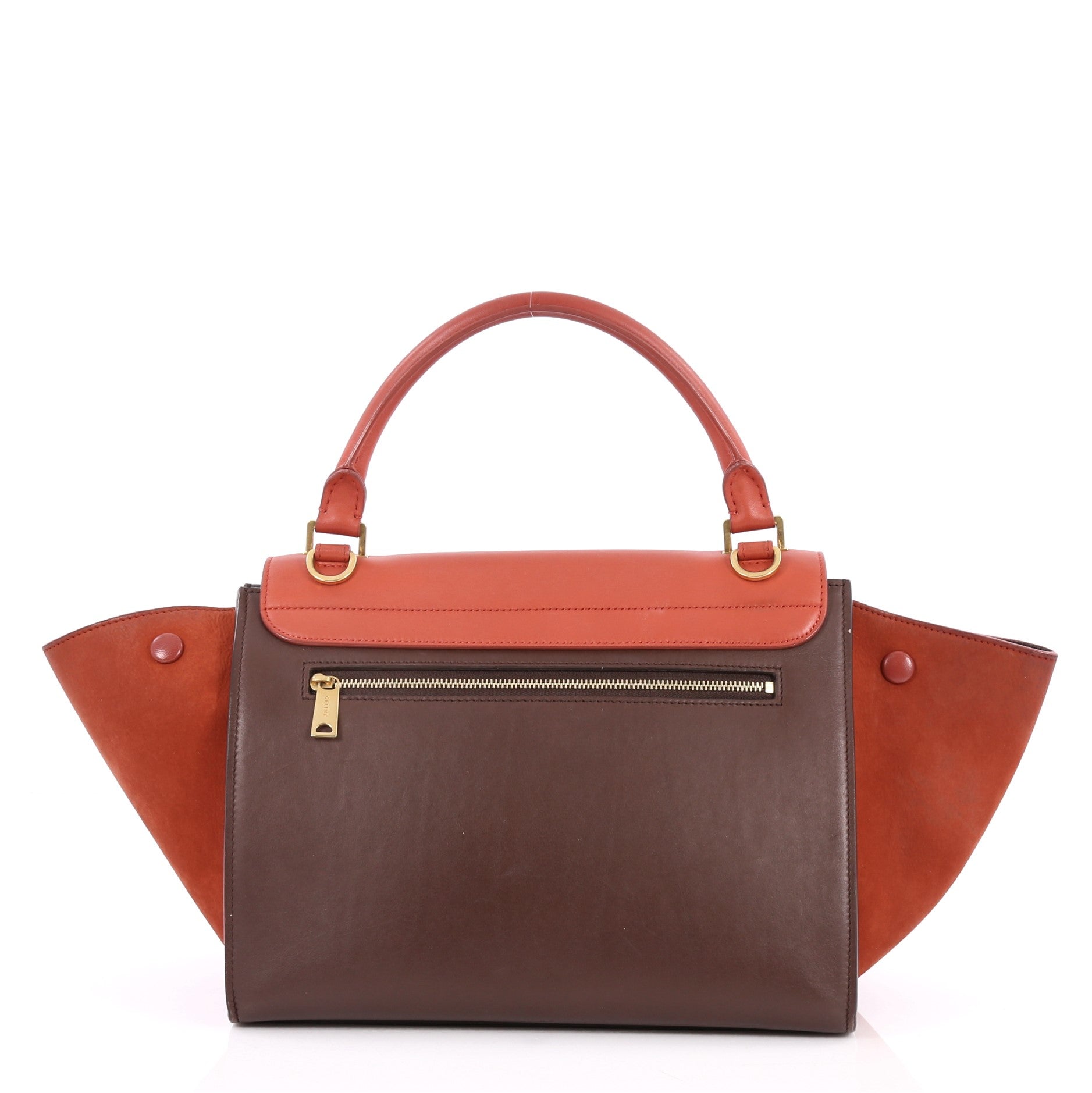 Bicolor Trapeze Handbag Leather Mini