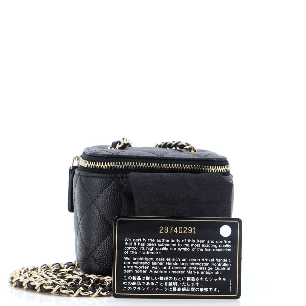Classic Vanity Case with Chain Quilted Caviar Mini
