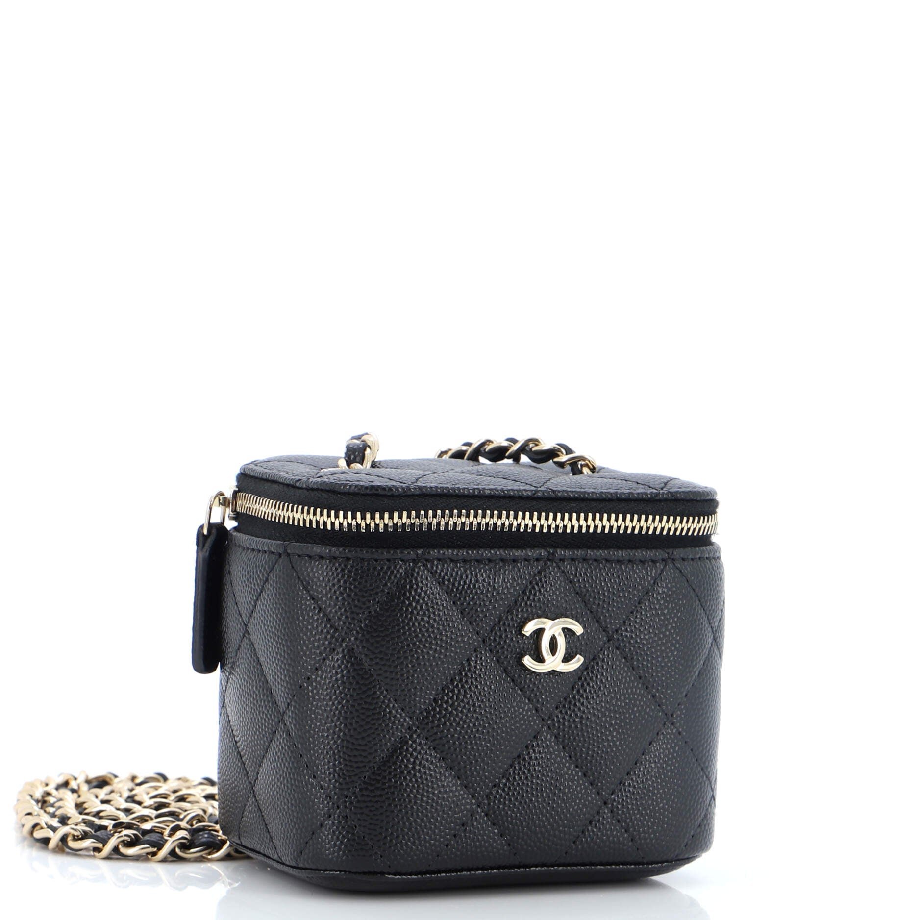Classic Vanity Case with Chain Quilted Caviar Mini