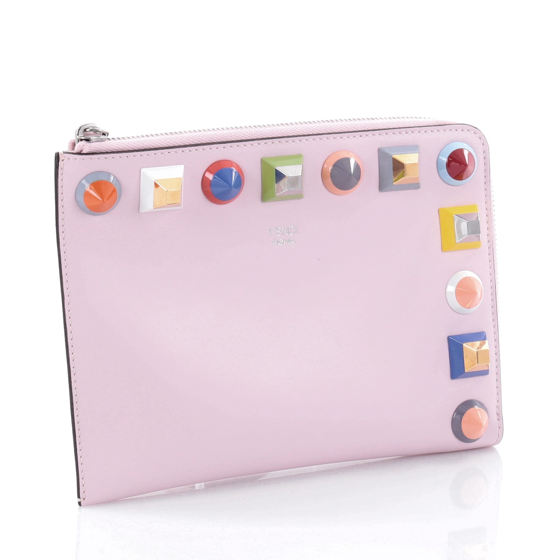 Flat Clutch Studded Leather