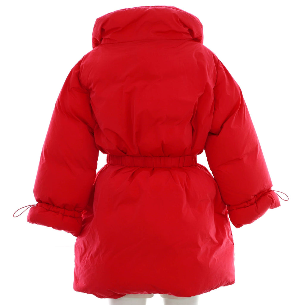 Women's Pearl Chained CC Belted Puffer Coat Quilted Polyamide with Down Blend