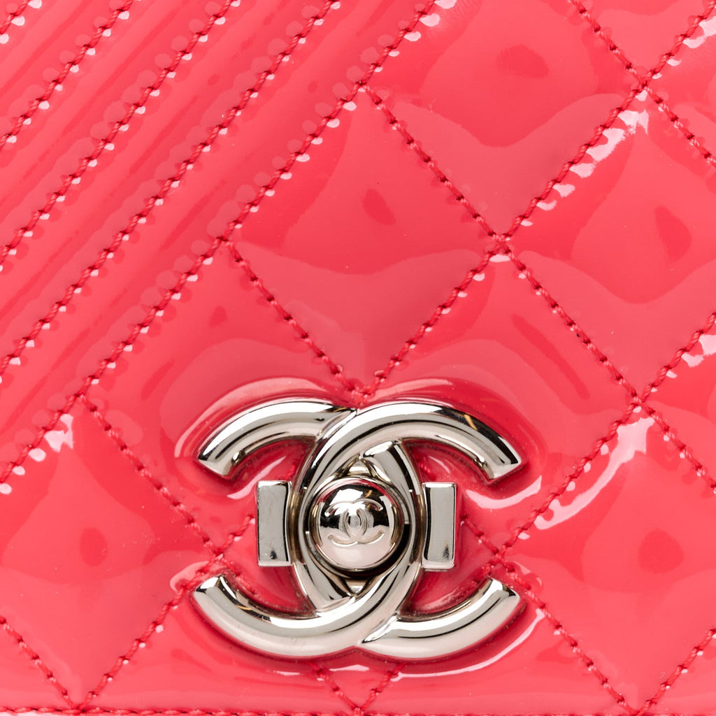 Patent Quilted Small Coco Boy Flap Pink