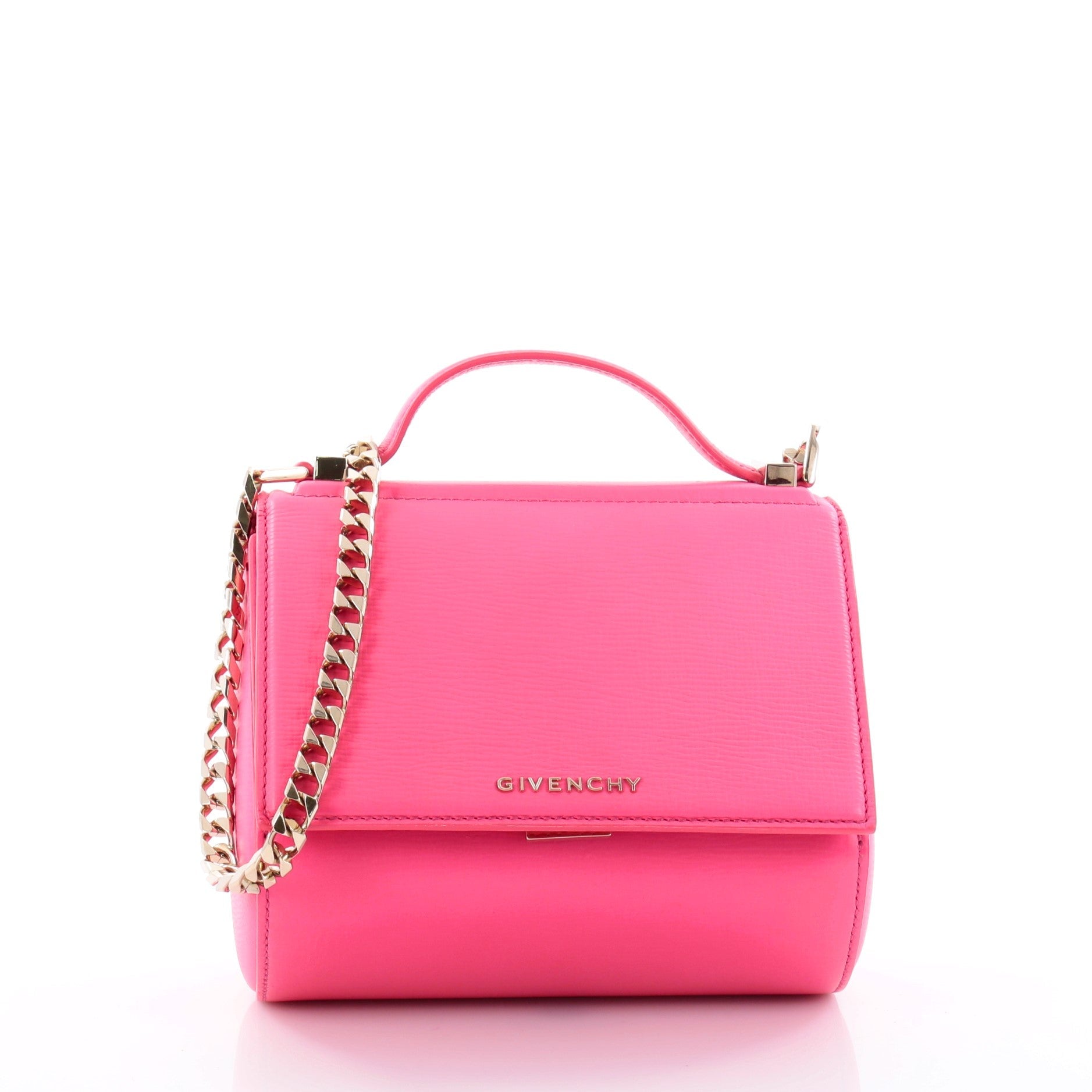 Chain Pandora Box Handbag Leather Mini
