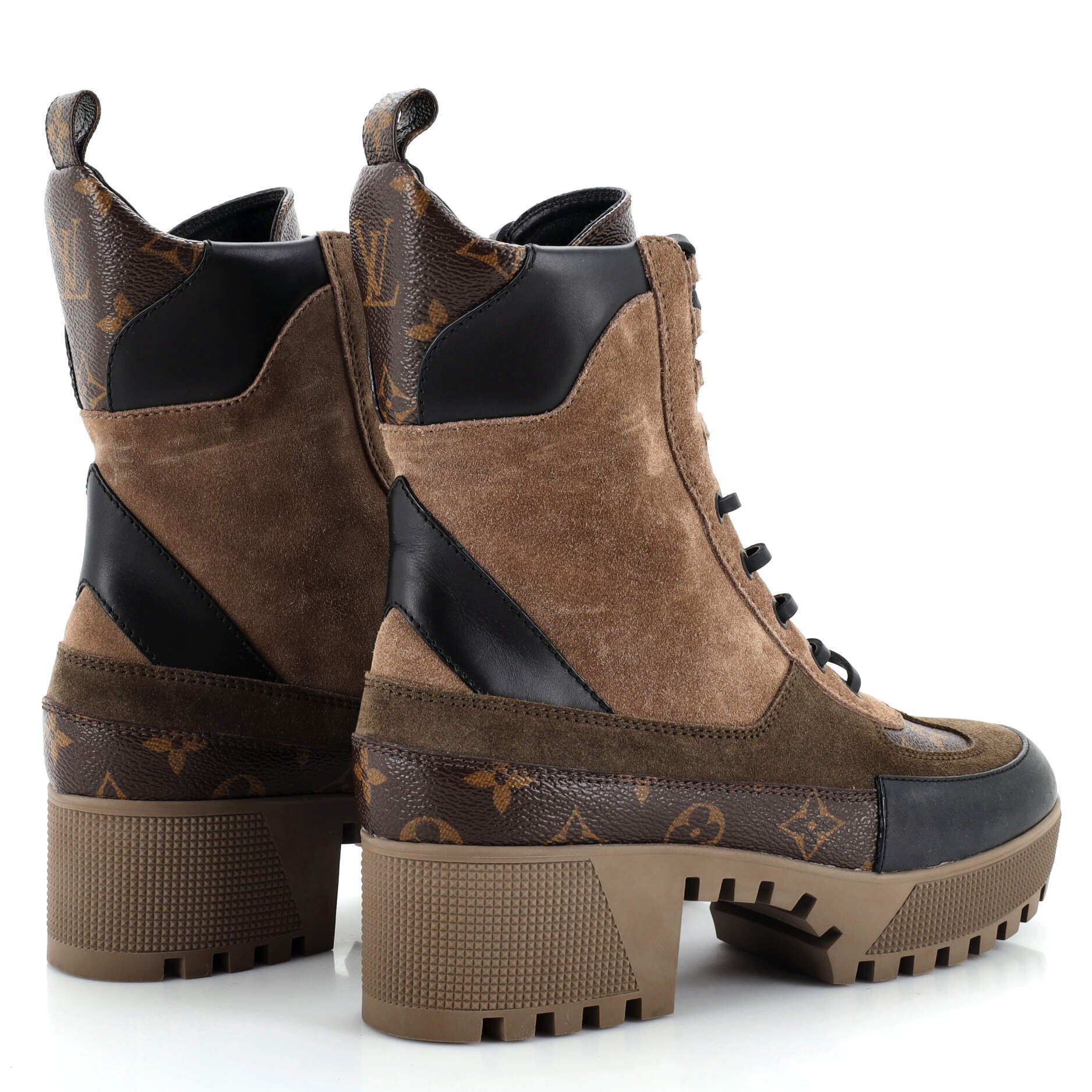Women's Laureate Platform Desert Boots Suede with Monogram Canvas