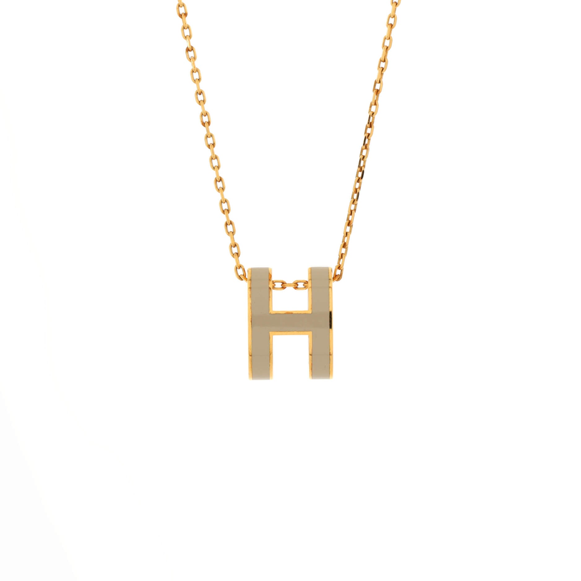 Pop H Pendant Chain Necklace Metal and Enamel Mini