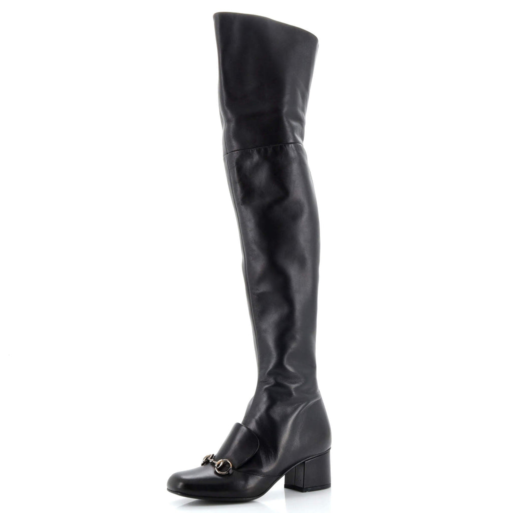 Women's Lillian Horsebit Knee High Heeled Boots Leather
