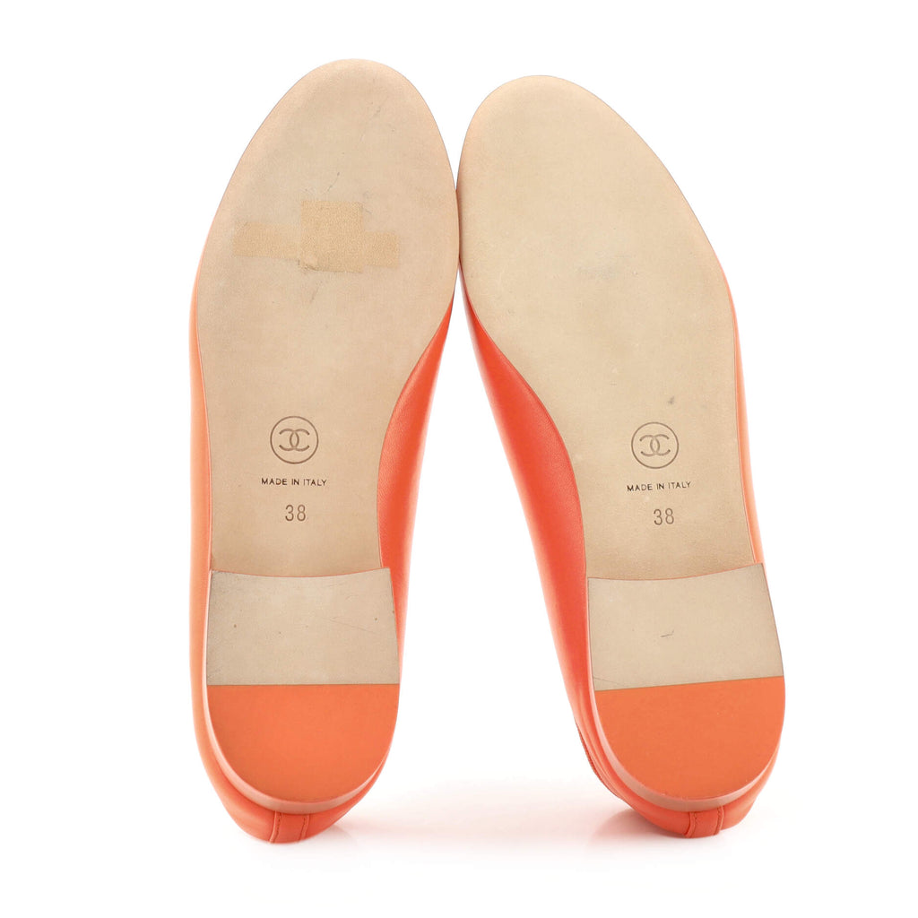 Women's CC Cap Toe Bow Ballerina Flats Leather
