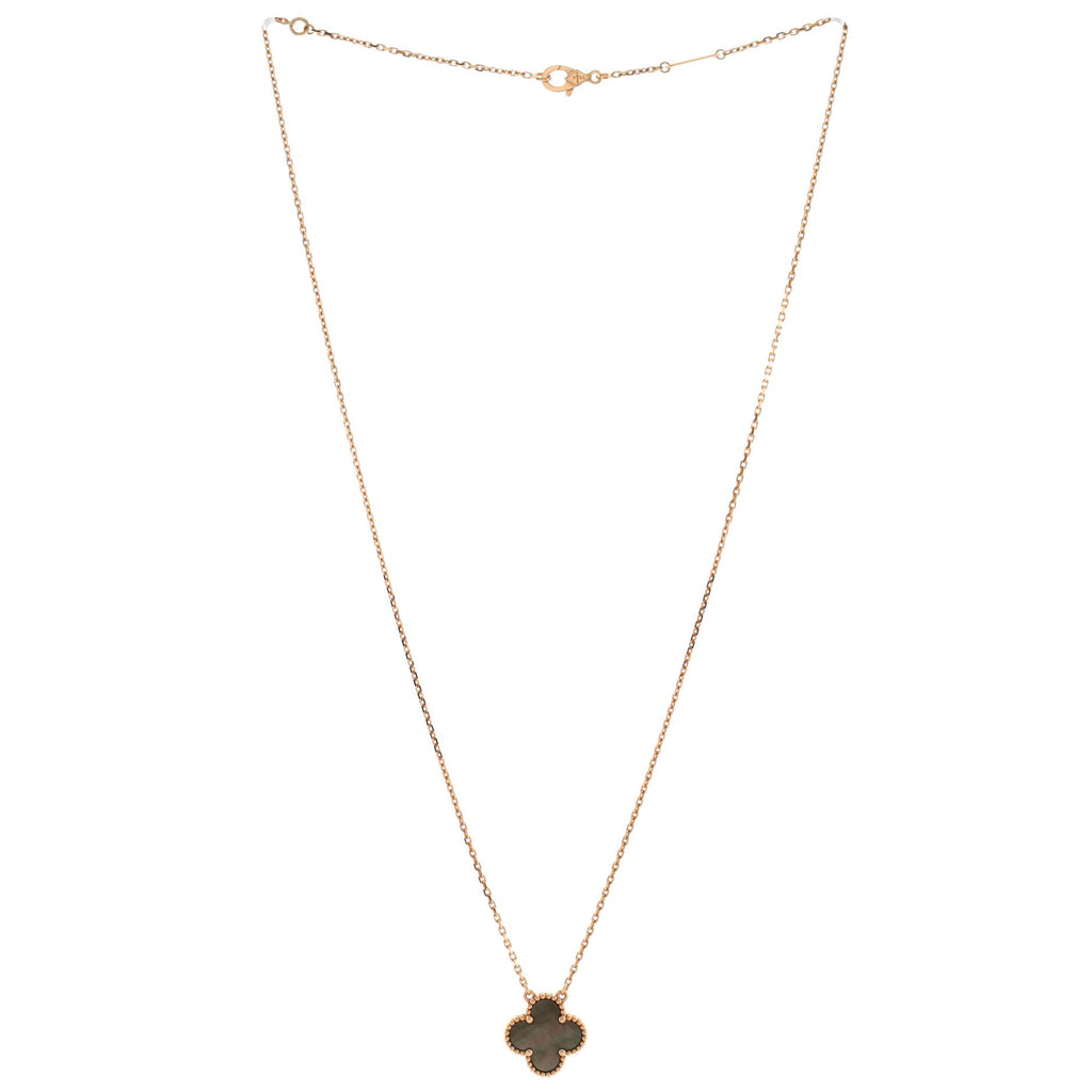 Vintage Alhambra Pendant Necklace 18K Rose Gold and Grey Mother of Pearl