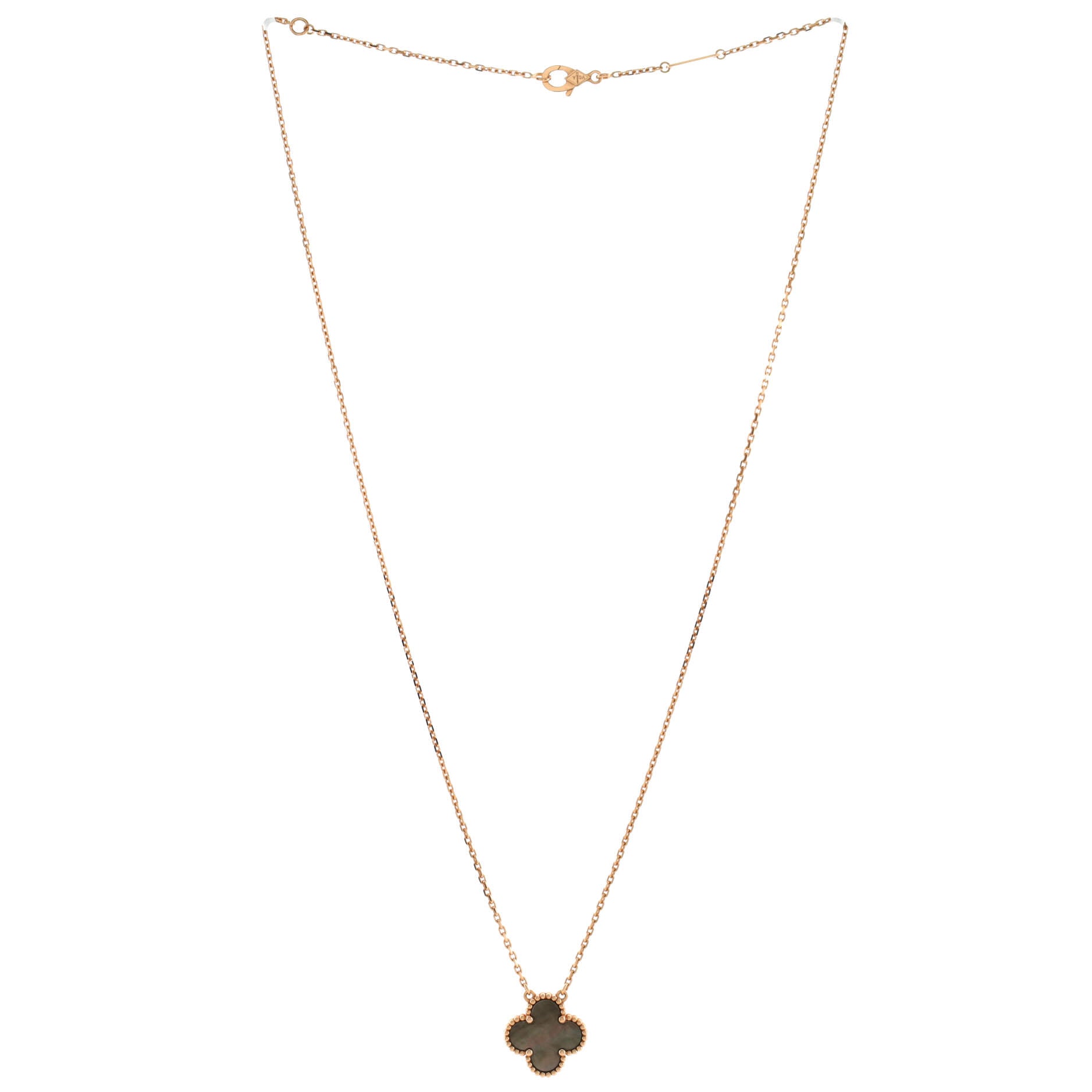 Vintage Alhambra Pendant Necklace 18K Rose Gold and Grey Mother of Pearl