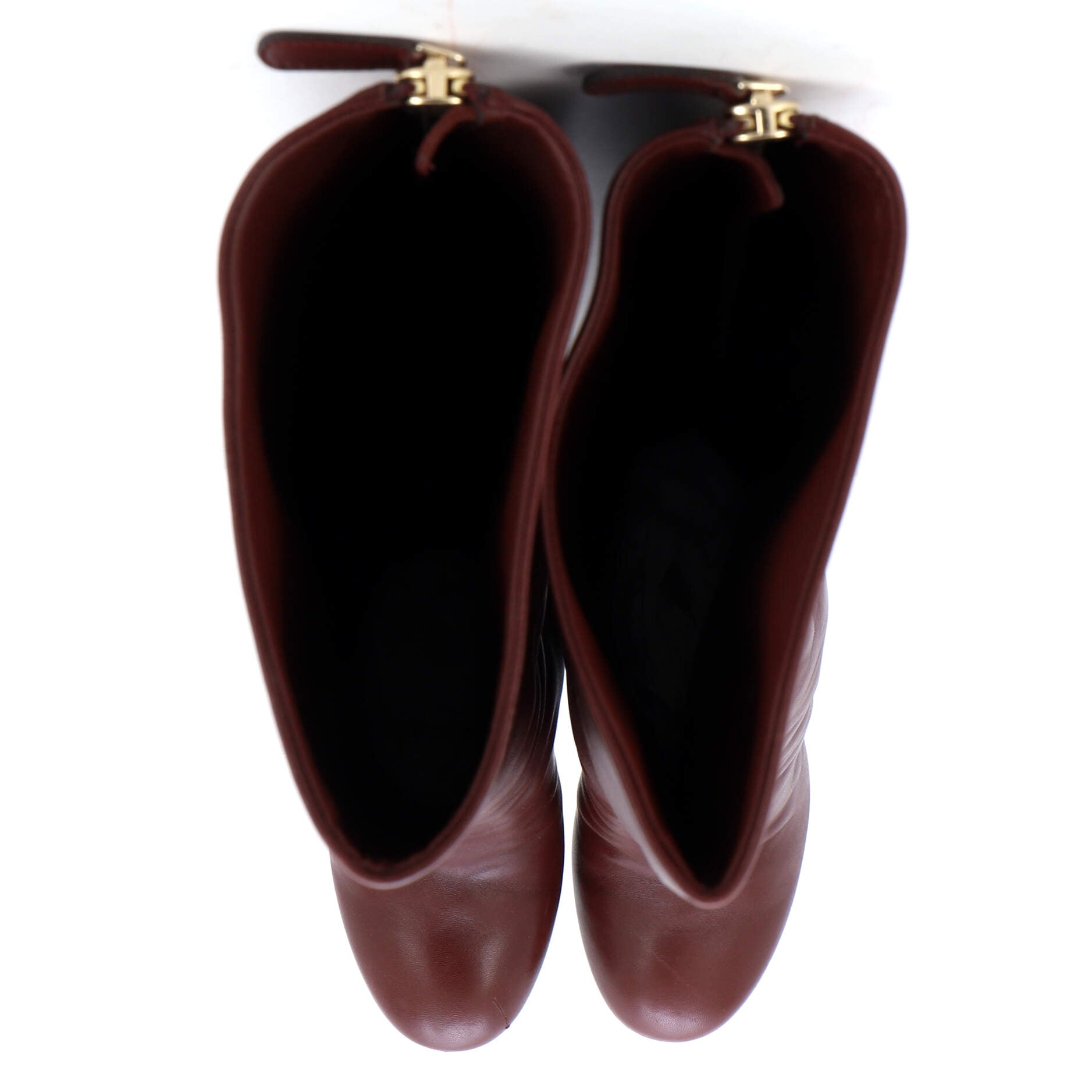 Women's Pearl Embellished Knee High Heeled Boots Leather