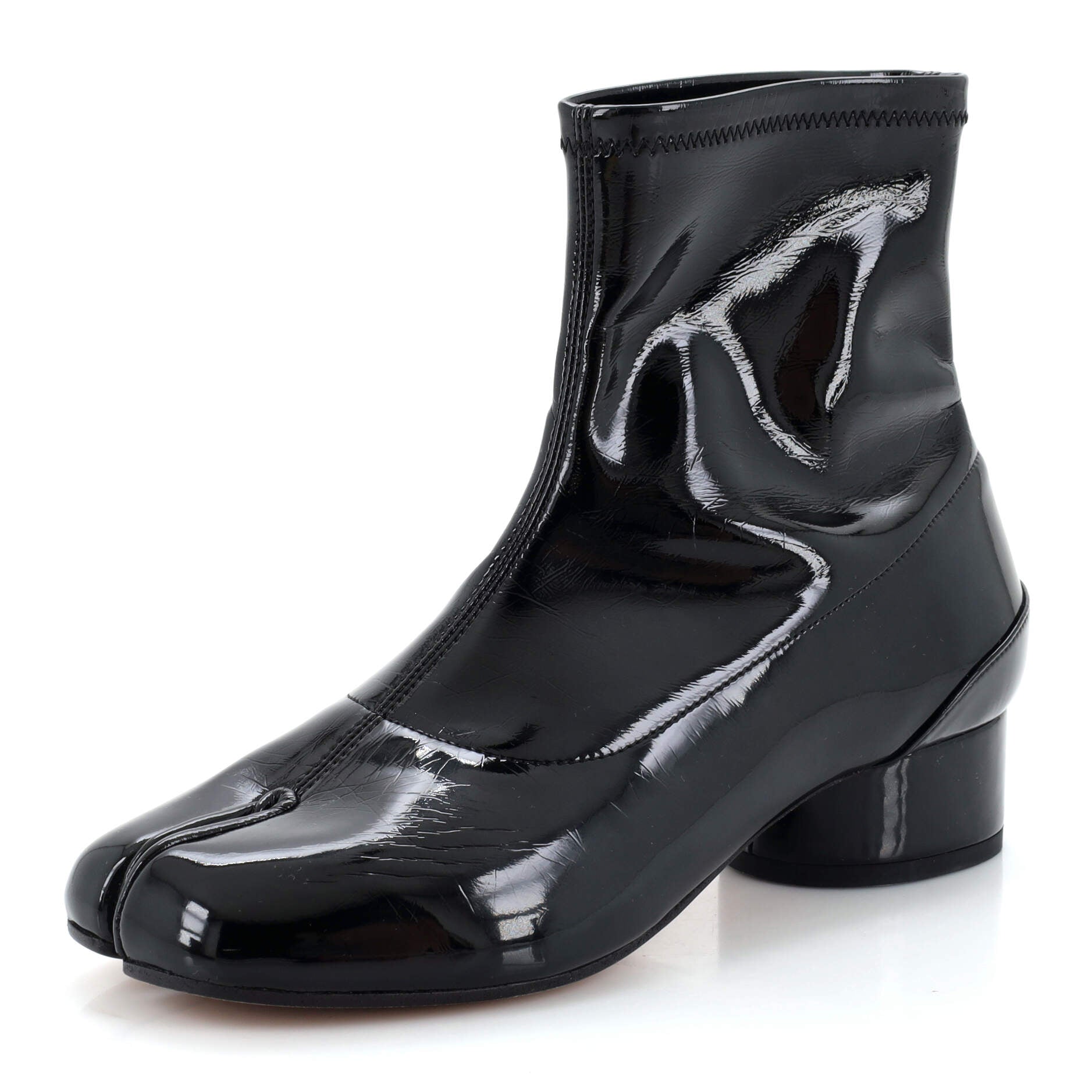 Women's Tabi Block Heel Sock Boots Patent