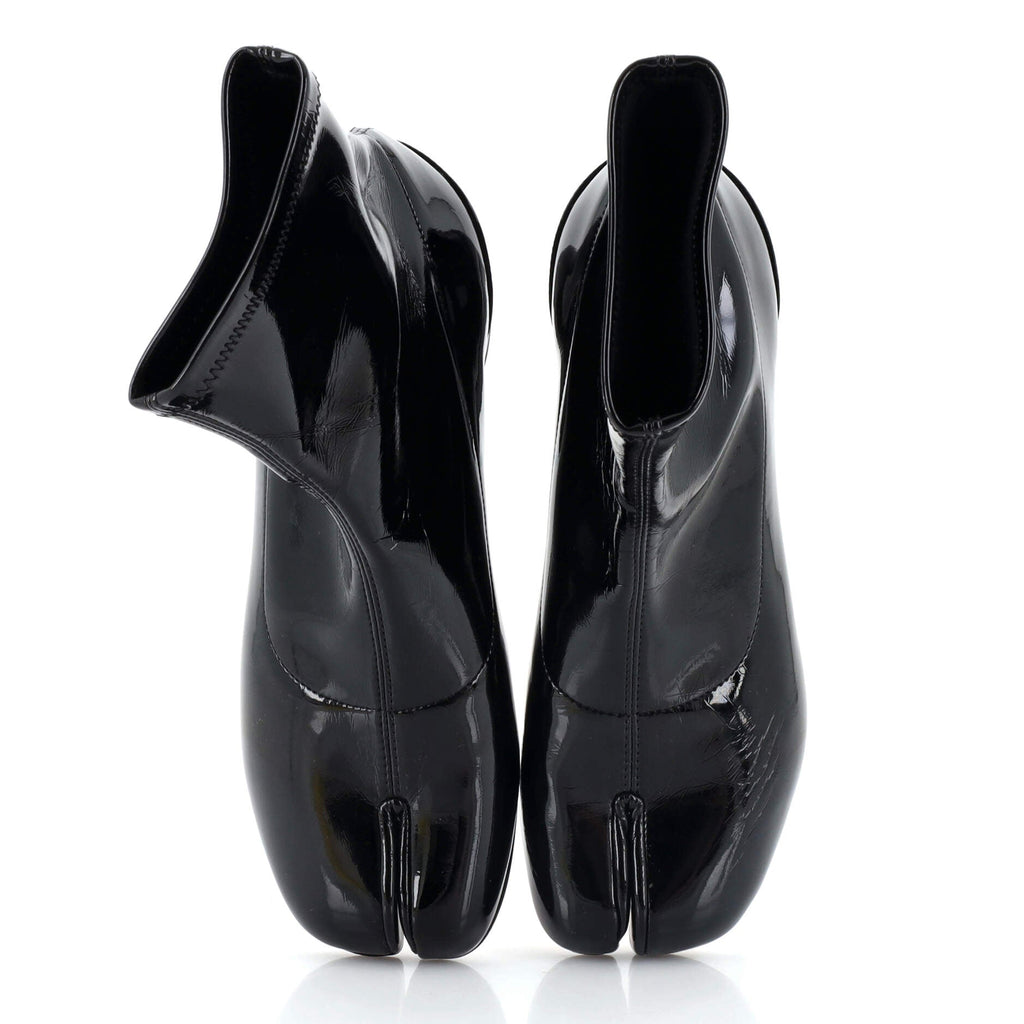 Women's Tabi Block Heel Sock Boots Patent