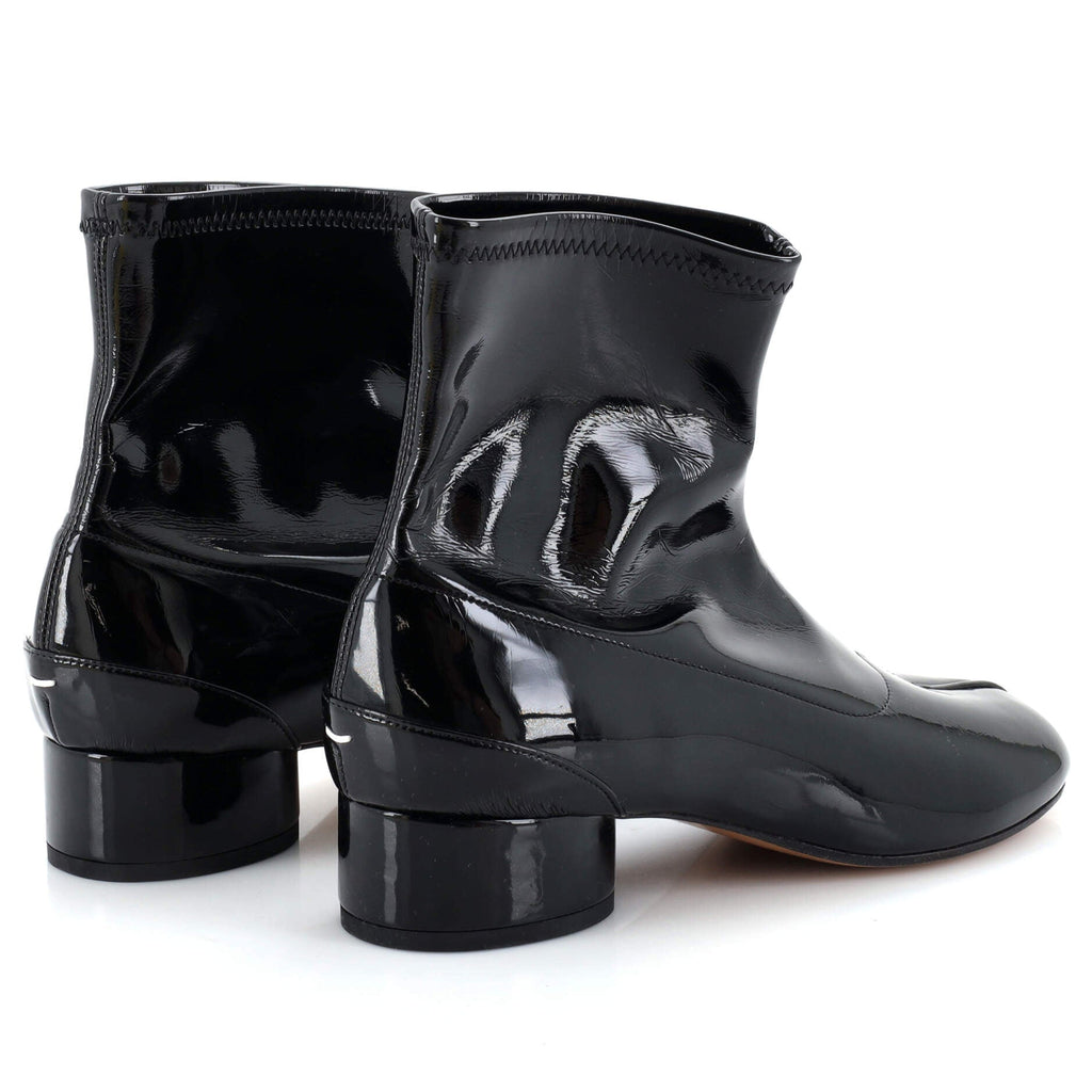 Women's Tabi Block Heel Sock Boots Patent