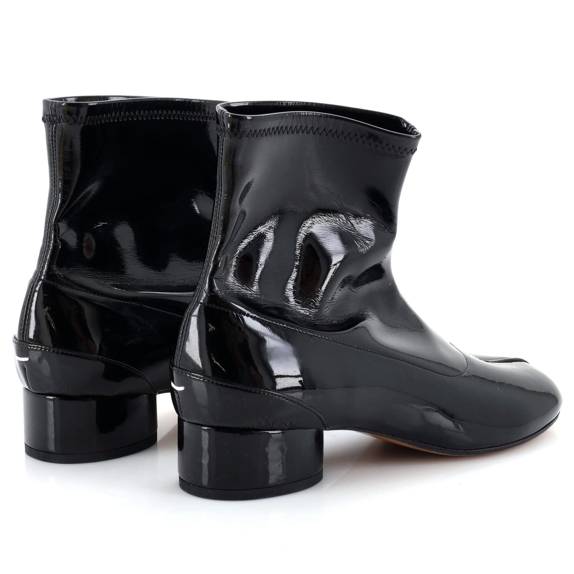 Women's Tabi Block Heel Sock Boots Patent