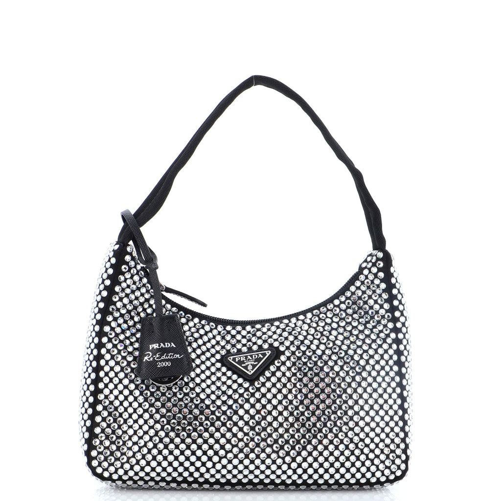 Re-Edition 2000 Hobo Crystal Embellished Satin Mini