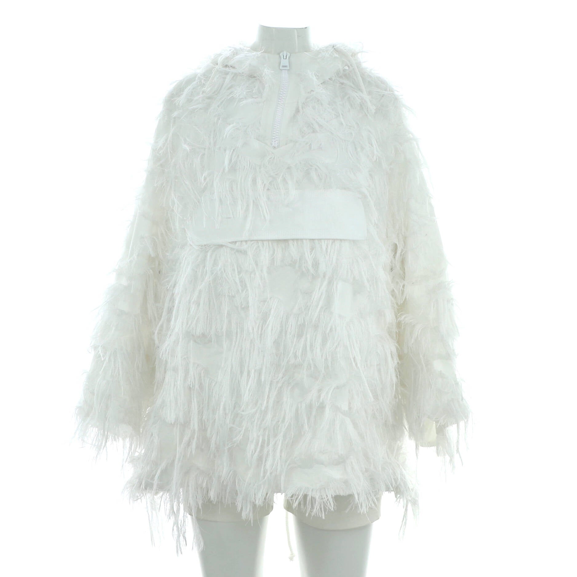 Women's Hooded Anorak Jacket Fringe Technical Fabric