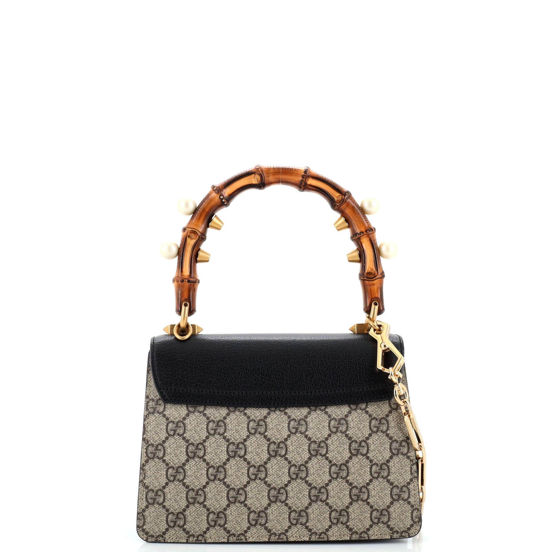 Broche Bamboo Top Handle Bag GG Coated Canvas and Leather Mini