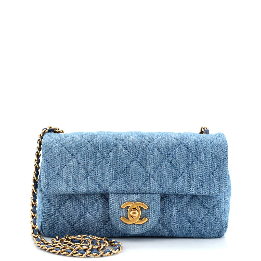 Pearl Crush Flap Bag Quilted Denim Mini