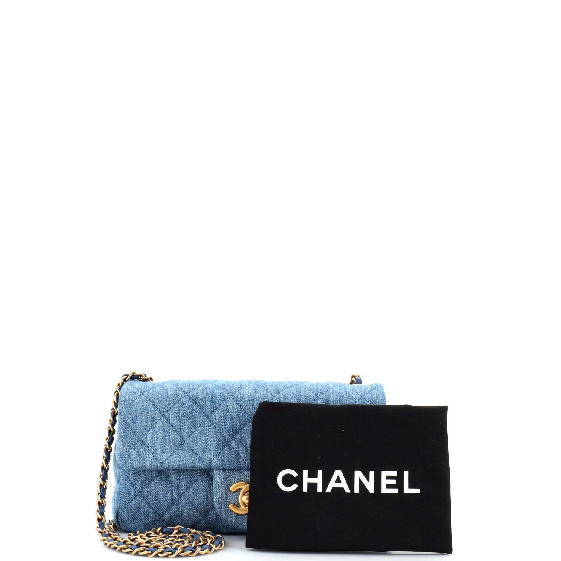 Pearl Crush Flap Bag Quilted Denim Mini
