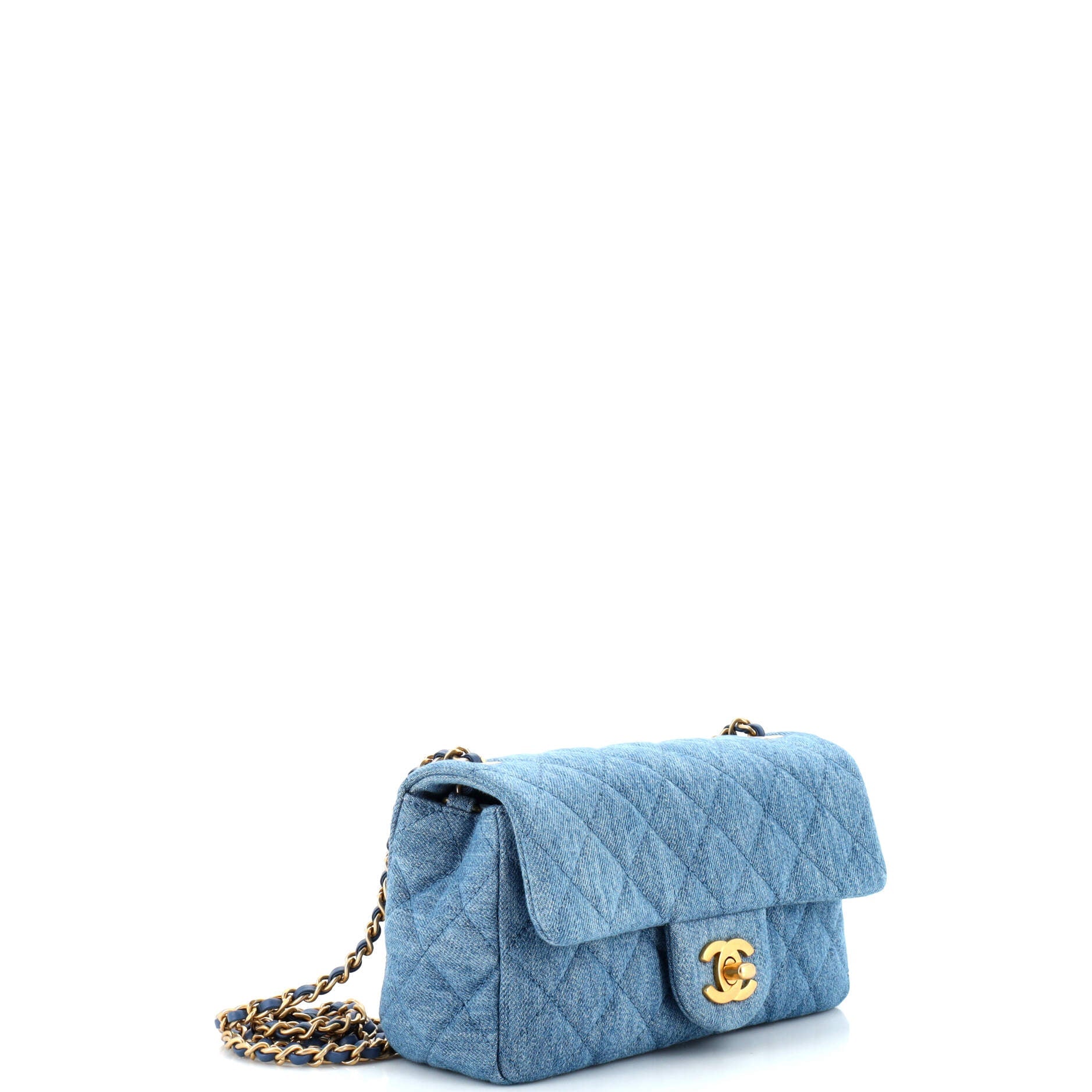 Pearl Crush Flap Bag Quilted Denim Mini