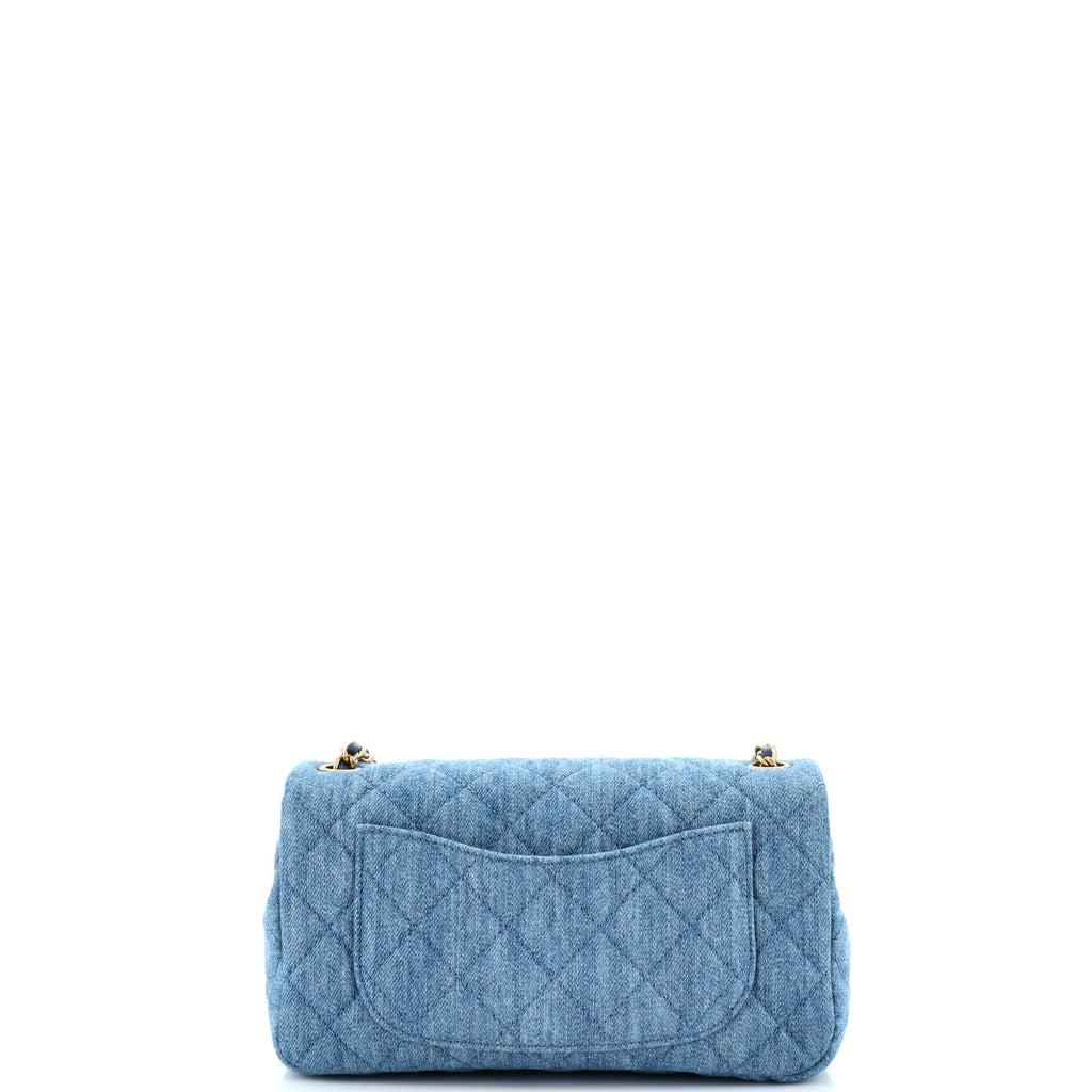 Pearl Crush Flap Bag Quilted Denim Mini