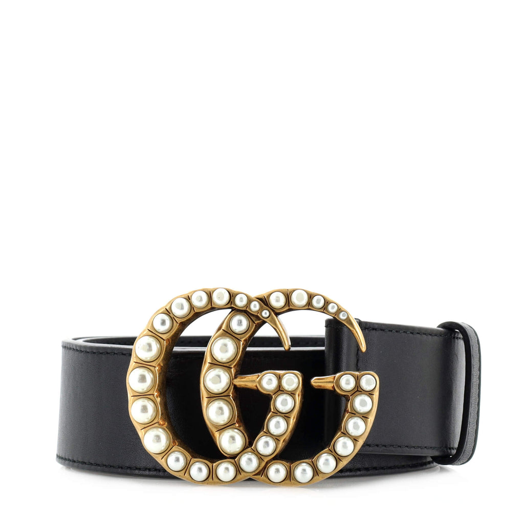Pearly GG Marmont Belt Leather Wide 80