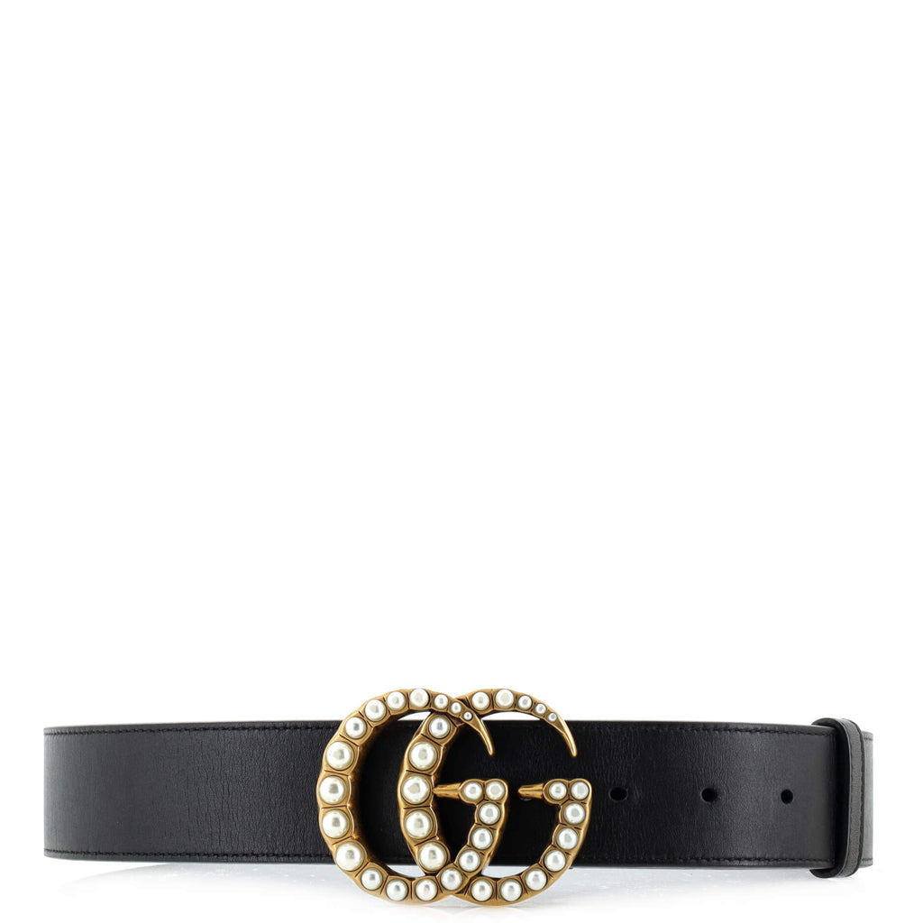 Pearly GG Marmont Belt Leather Wide 80