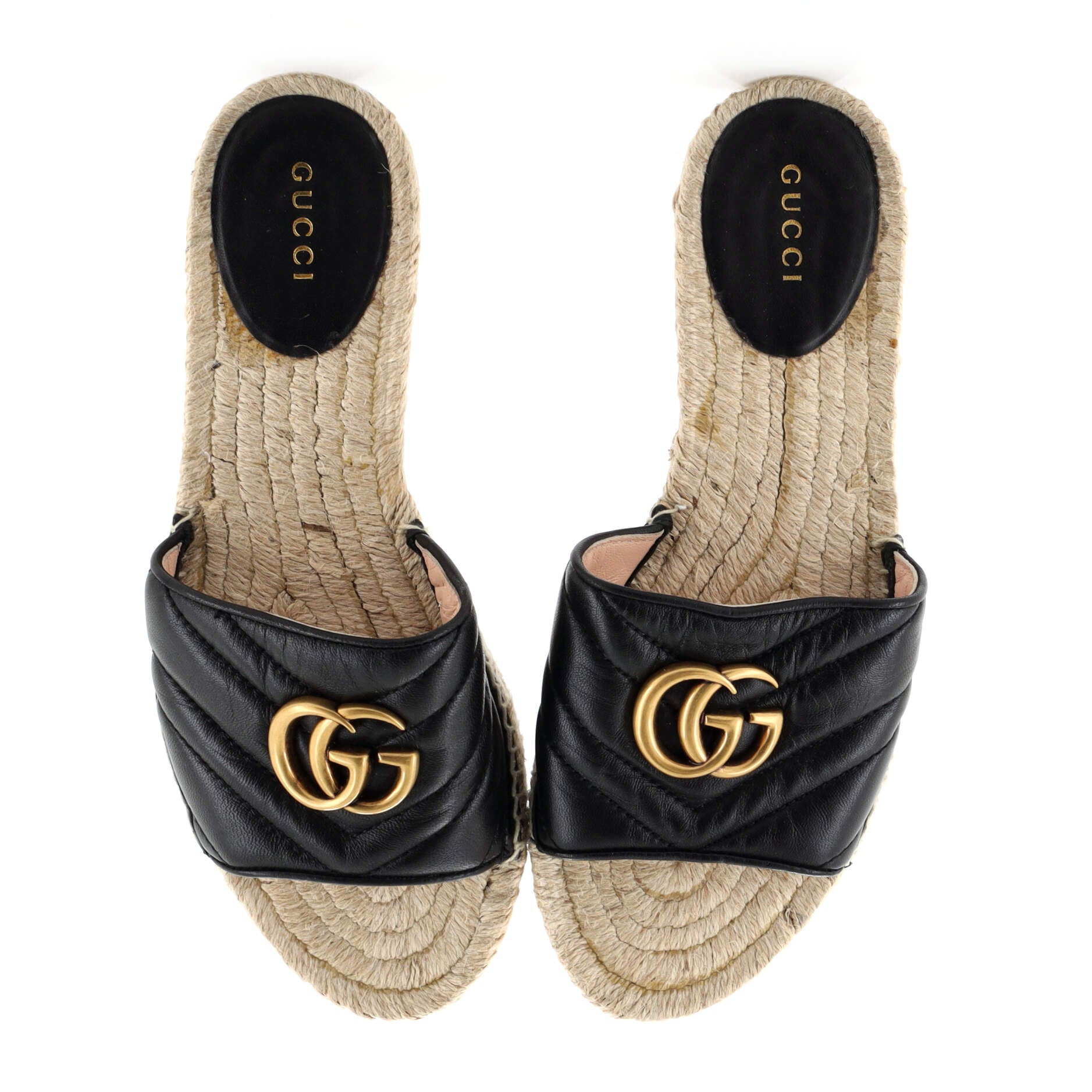 Women's GG Marmont Espadrilles Slide Sandals Matelasse Leather