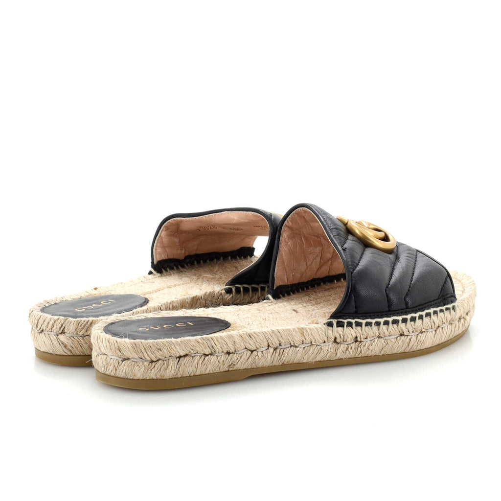 Women's GG Marmont Espadrilles Slide Sandals Matelasse Leather