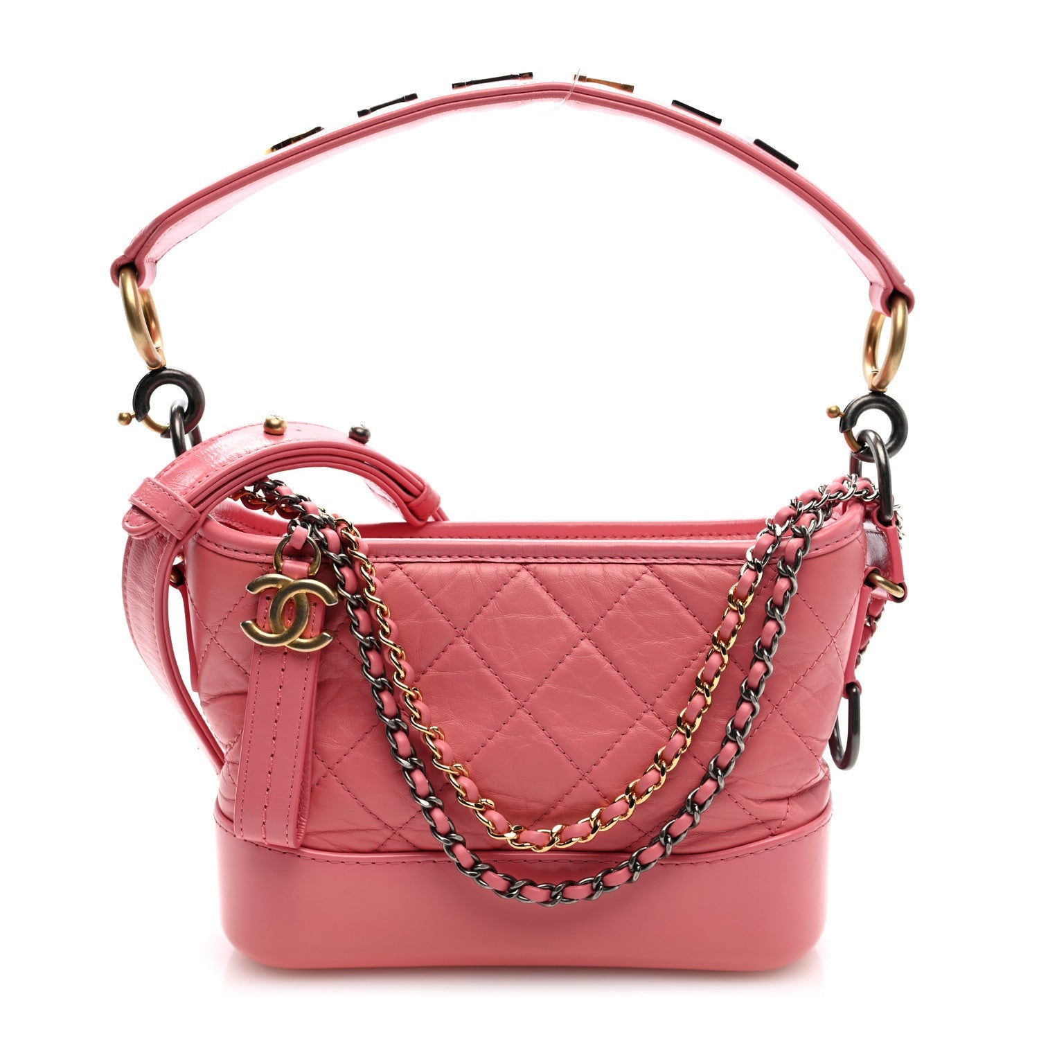 Aged Calfskin Quilted Small Gabrielle Logo Hobo Rose