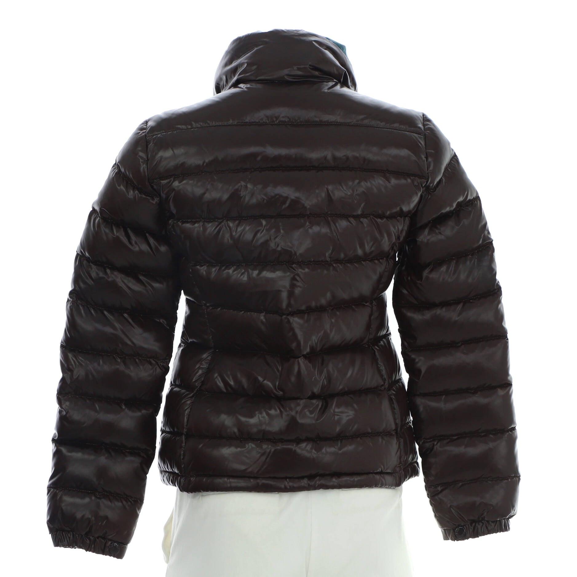 Women's Front Pocket Button Up Puffer Jacket Quilted Polyamide and Down