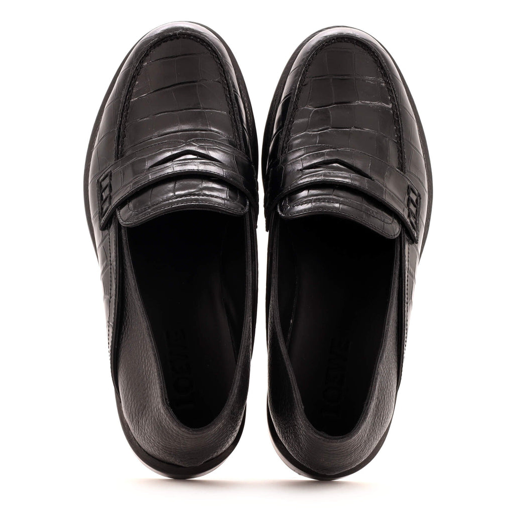 Men's Slip on Loafers Crocodile Embossed Leather