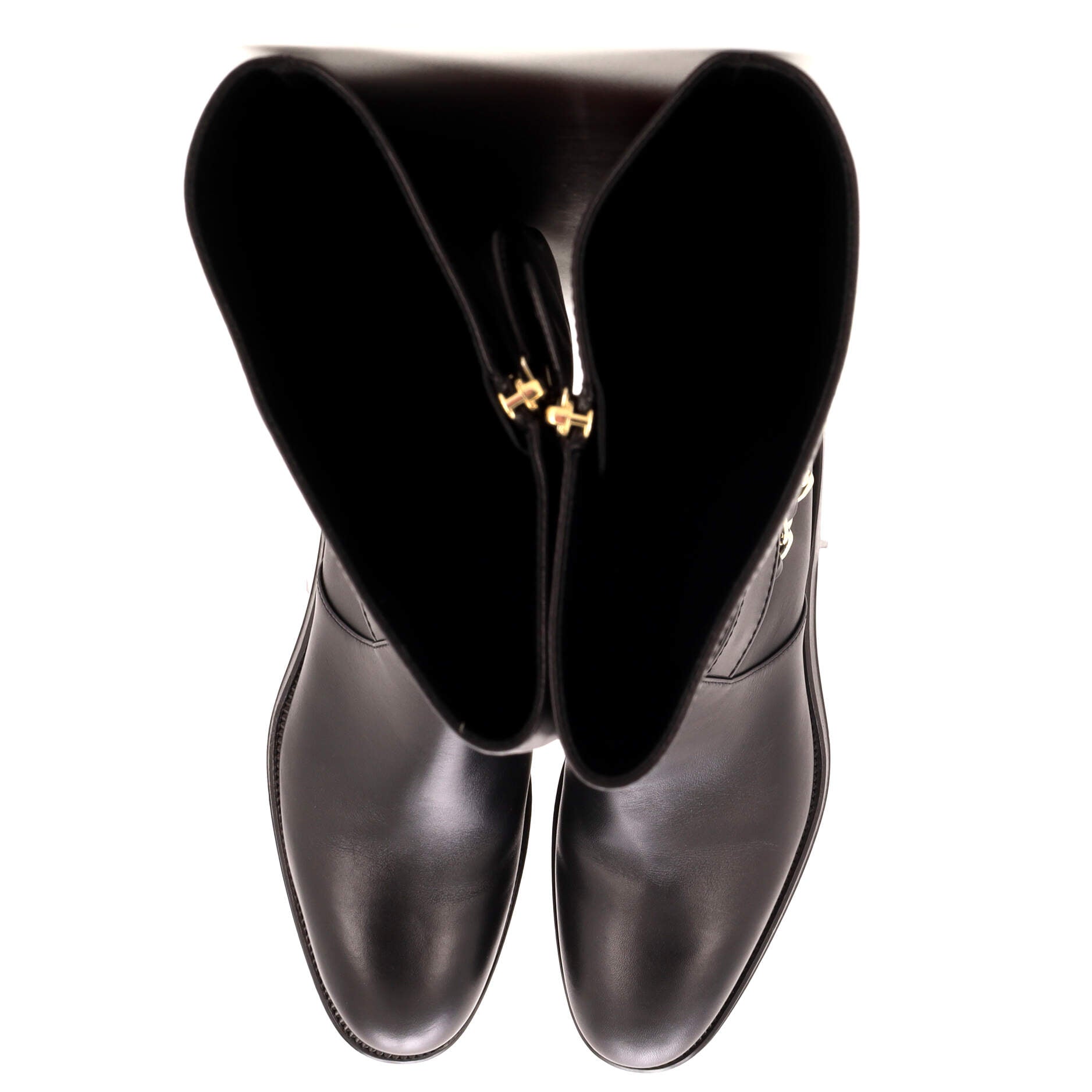 Women's CC Chain Knee High Riding Boots Leather