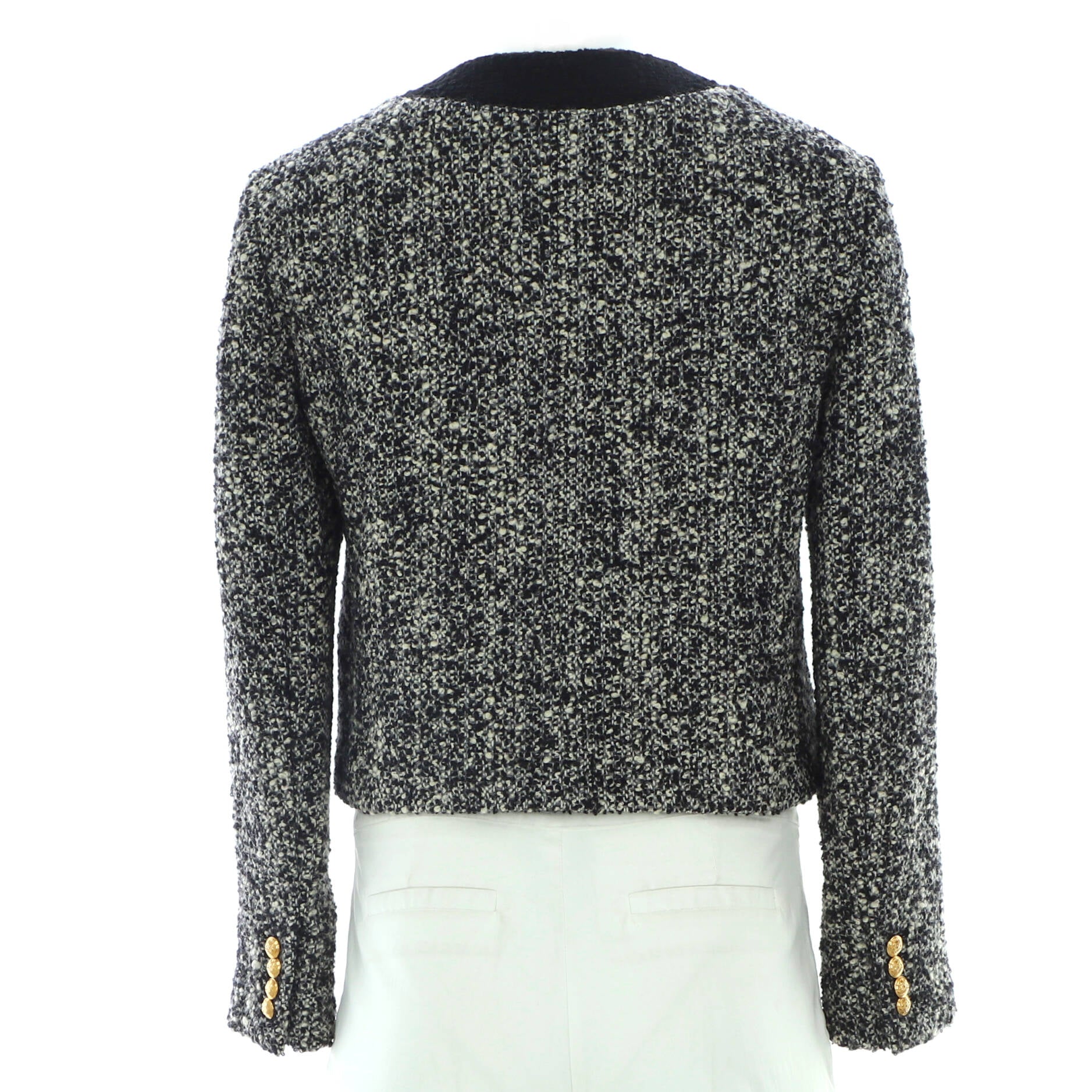 Women's Button Up Collarless Evening Jacket Tweed