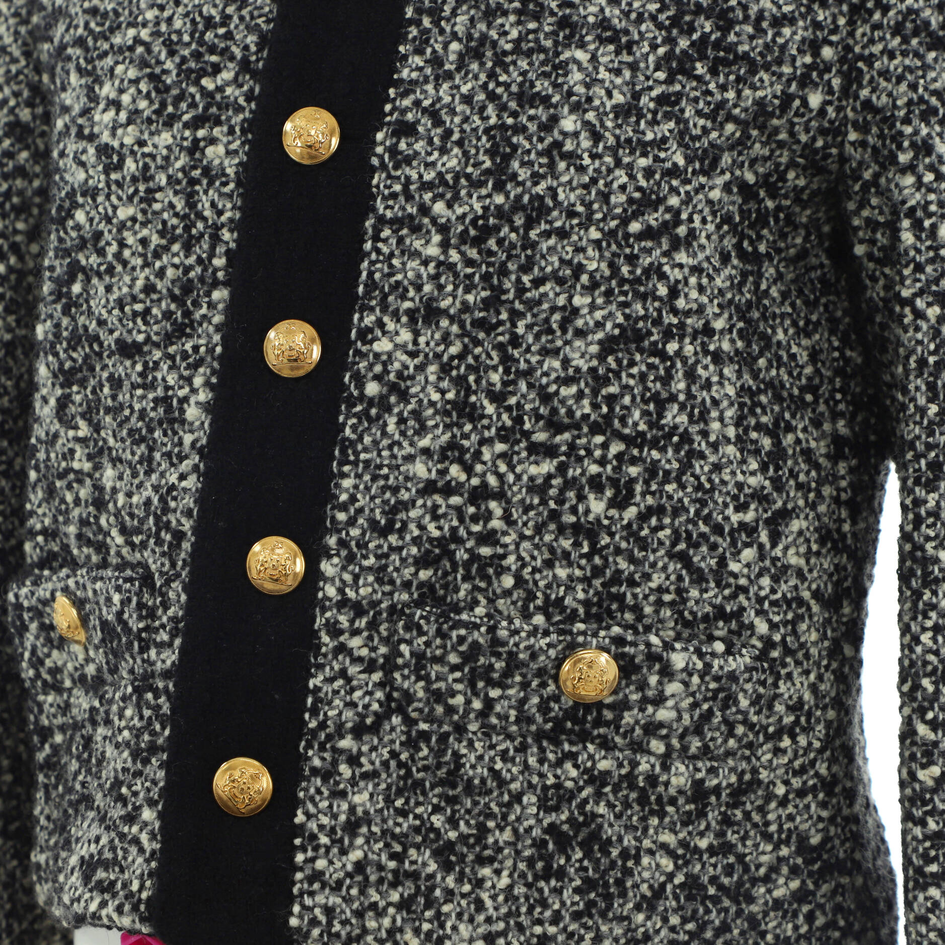 Women's Button Up Collarless Evening Jacket Tweed