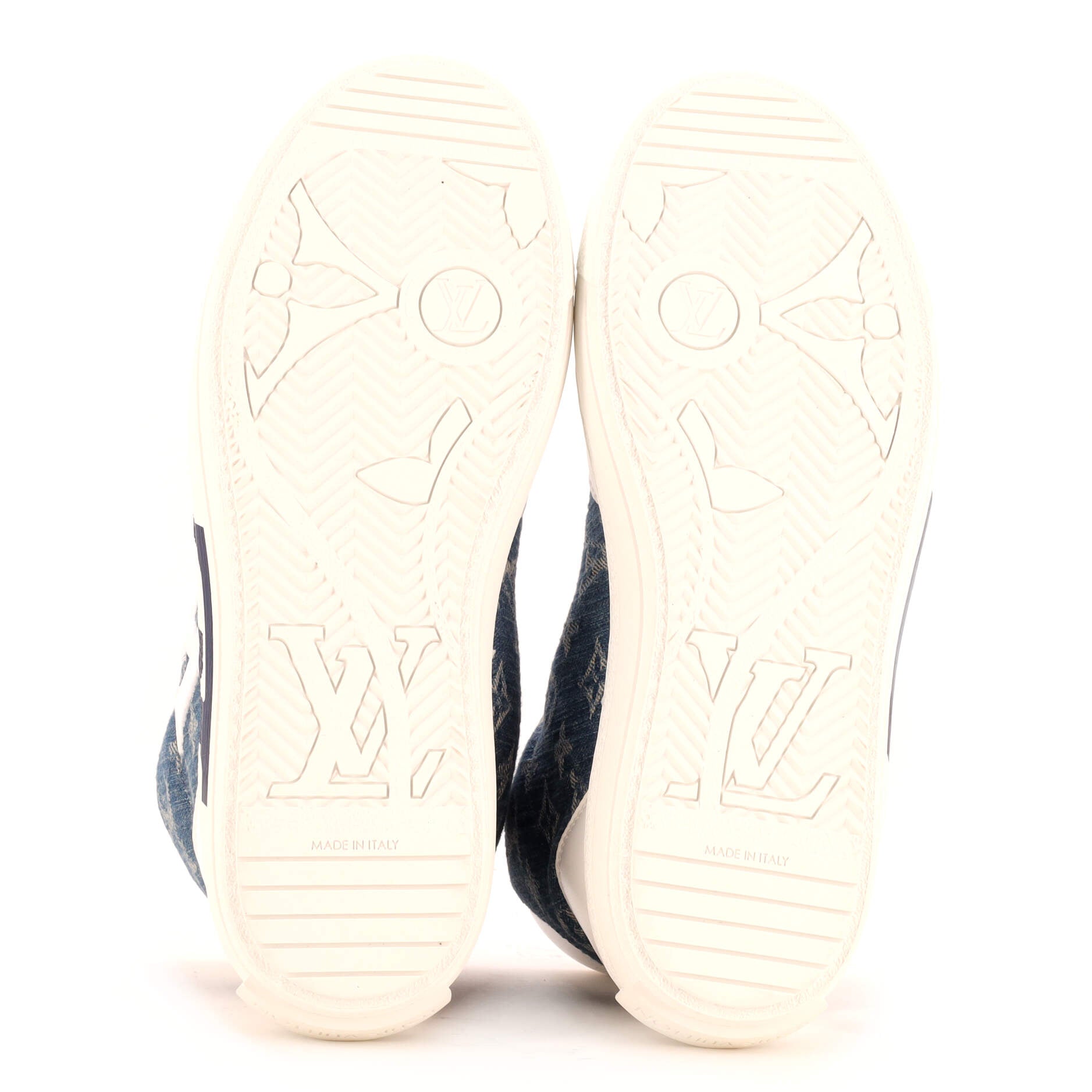Charlie Highe Cut Denim Sneakers Monogram Denim and Leather