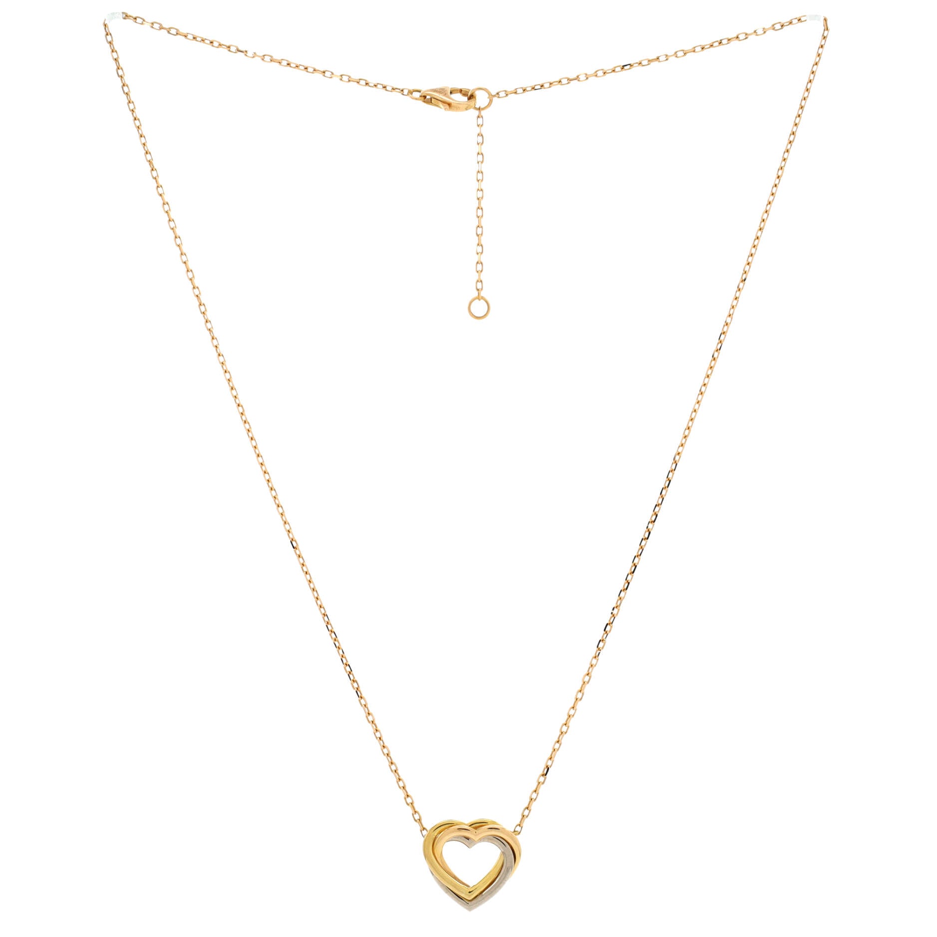 Trinity Heart Pendant Necklace 18K Tricolor Gold