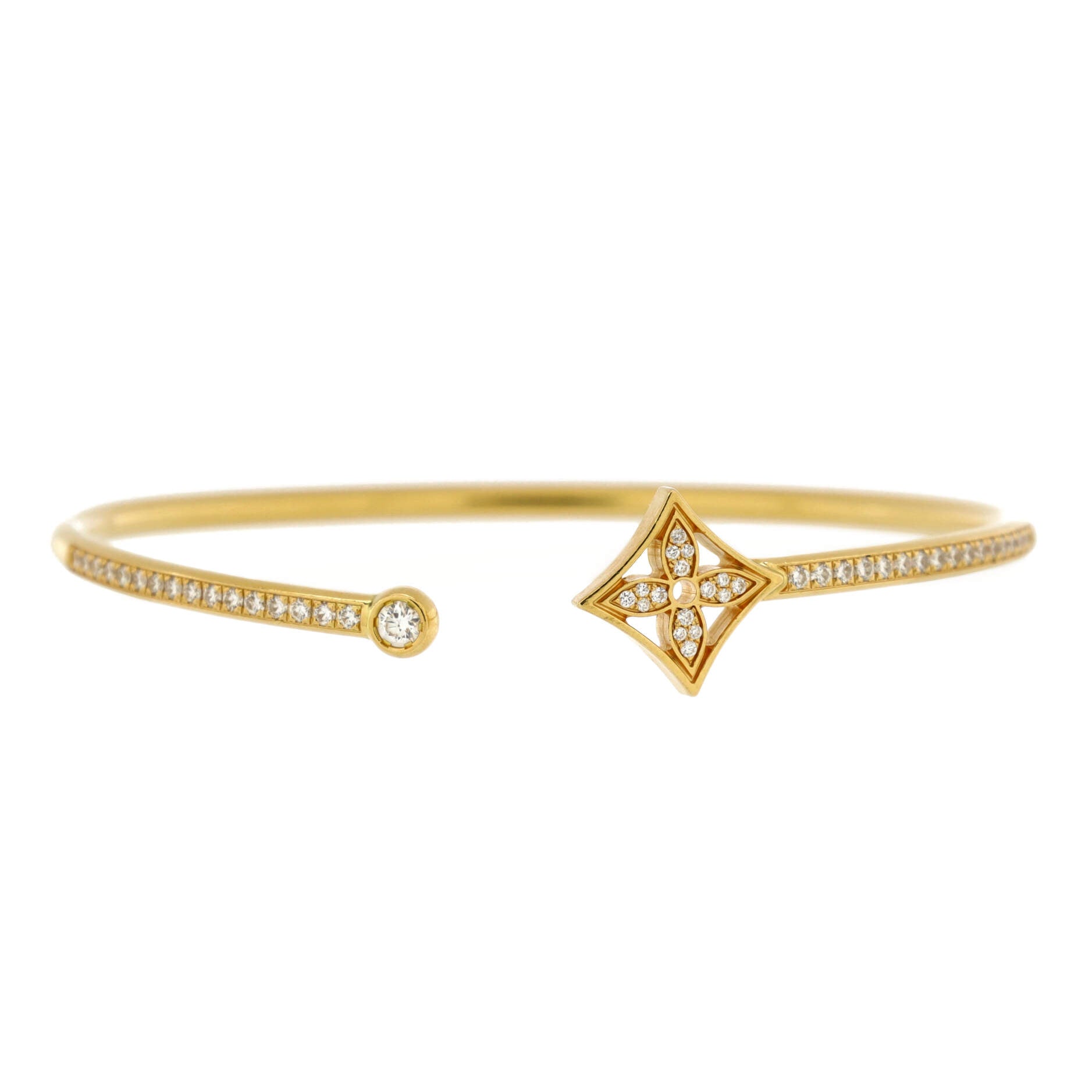 Idylle Blossom Twist Cuff Bracelet 18K Yellow Gold with Pave Diamonds