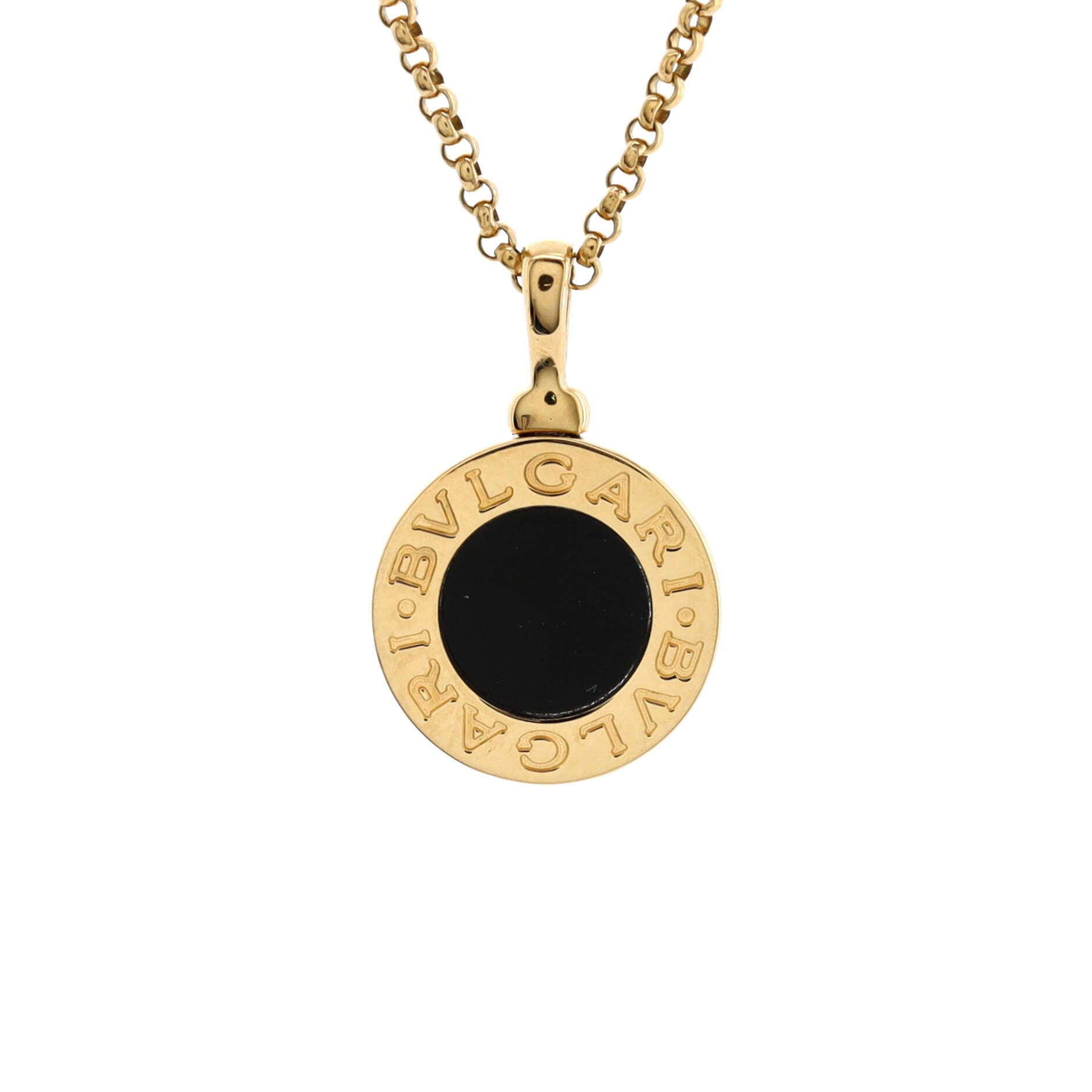 Bvlgari Bvlgari Pendant Necklace 18K Yellow Gold with Onyx