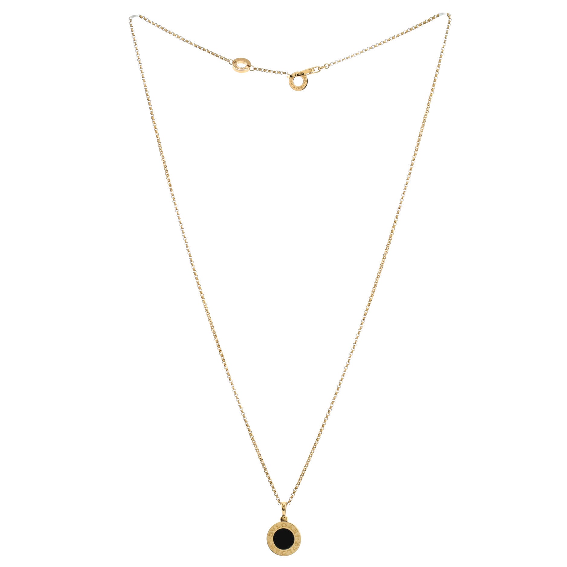 Bvlgari Bvlgari Pendant Necklace 18K Yellow Gold with Onyx