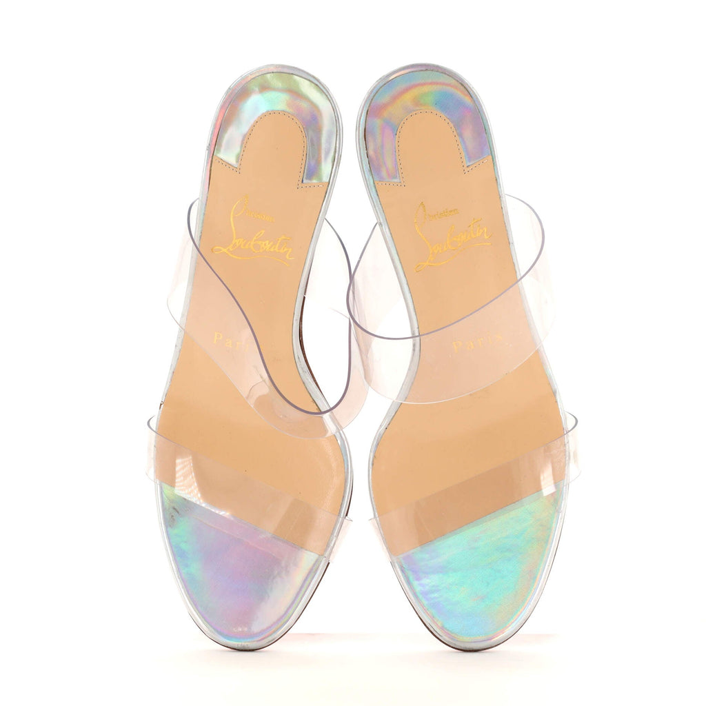 Just Nothing Mule Heeled Sandals PVC and Patent 85