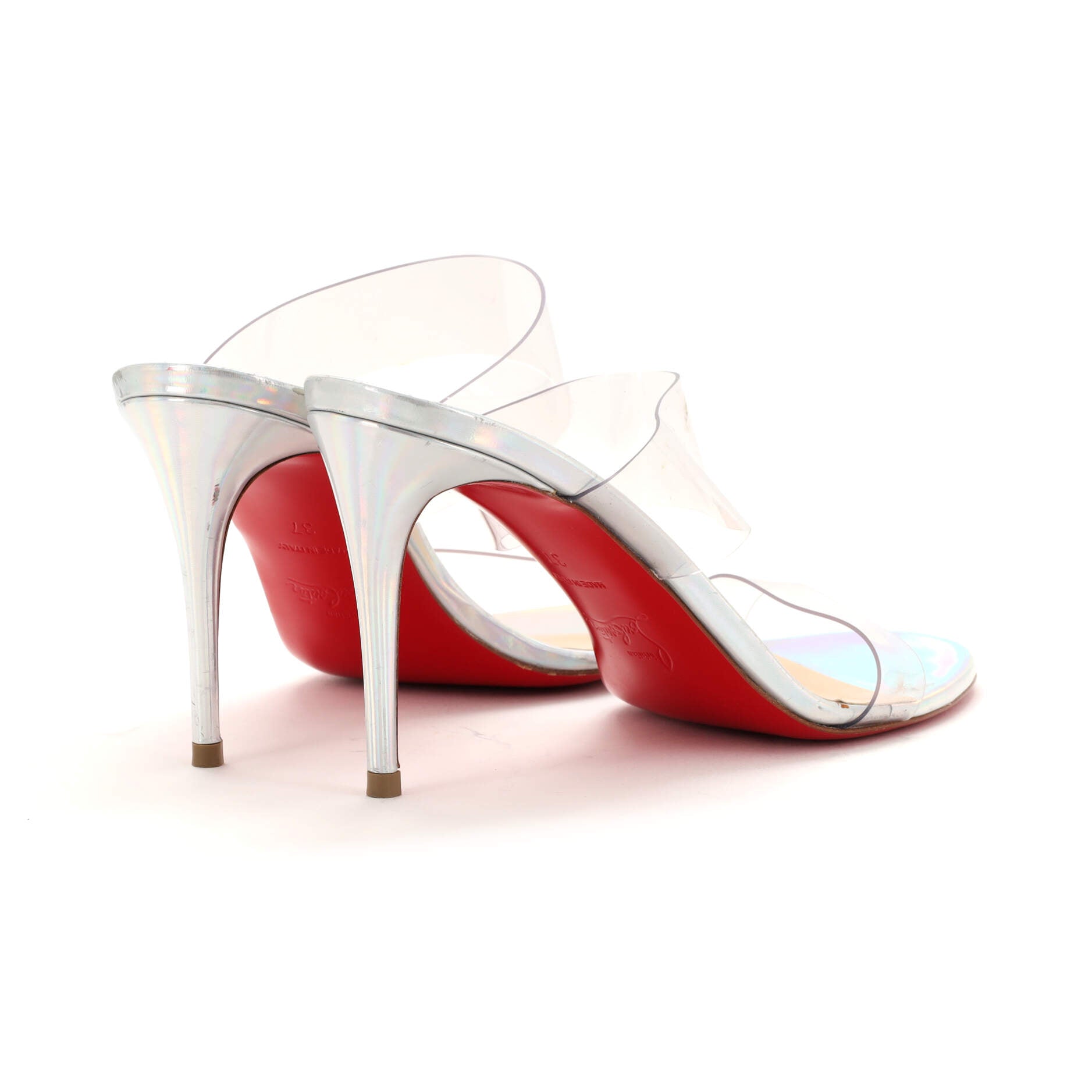 Just Nothing Mule Heeled Sandals PVC and Patent 85