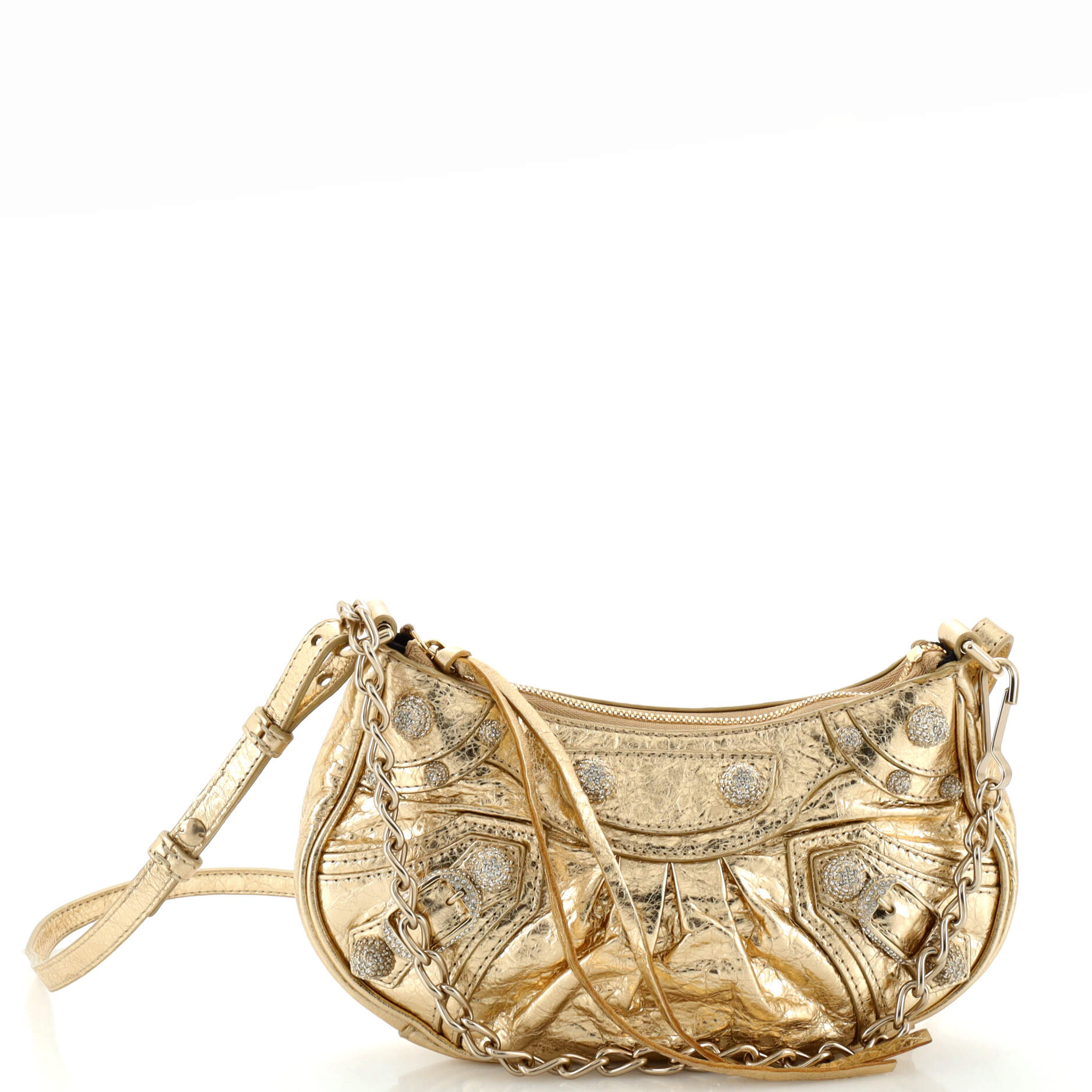 Le Cagole Graffiti Giant Studs Shoulder Bag Leather Mini