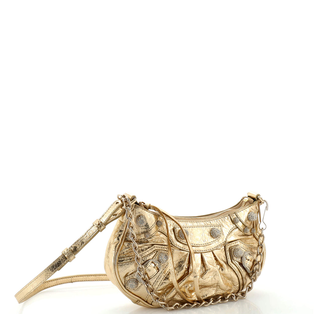 Le Cagole Graffiti Giant Studs Shoulder Bag Leather Mini