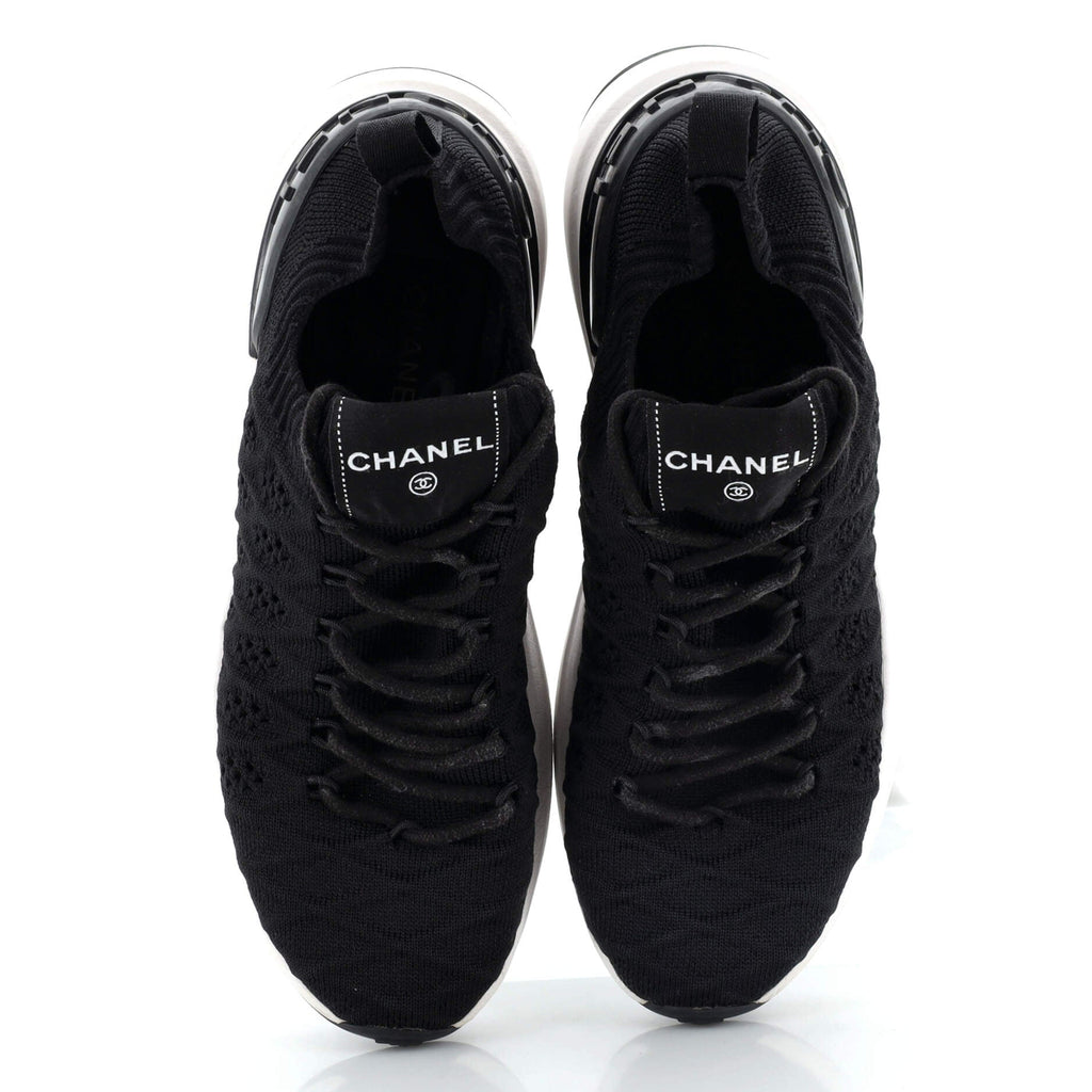 Women's Logo Sock Knit Sneakers Quilted Fabric